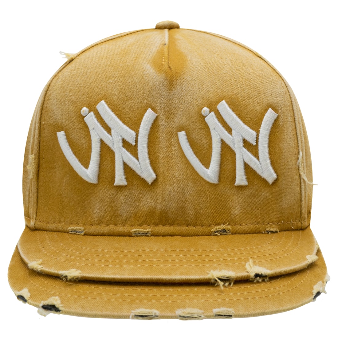 Washed Yellow Layered Brim Hat with Unique Dual Brim Design: Washed Yellow Layered Brim Hat with Unique Dual Brim Design The OTW Double Brim Yellow Hat features a distinctive double-brim design, offering a layered look that sets it apart from traditional hats.