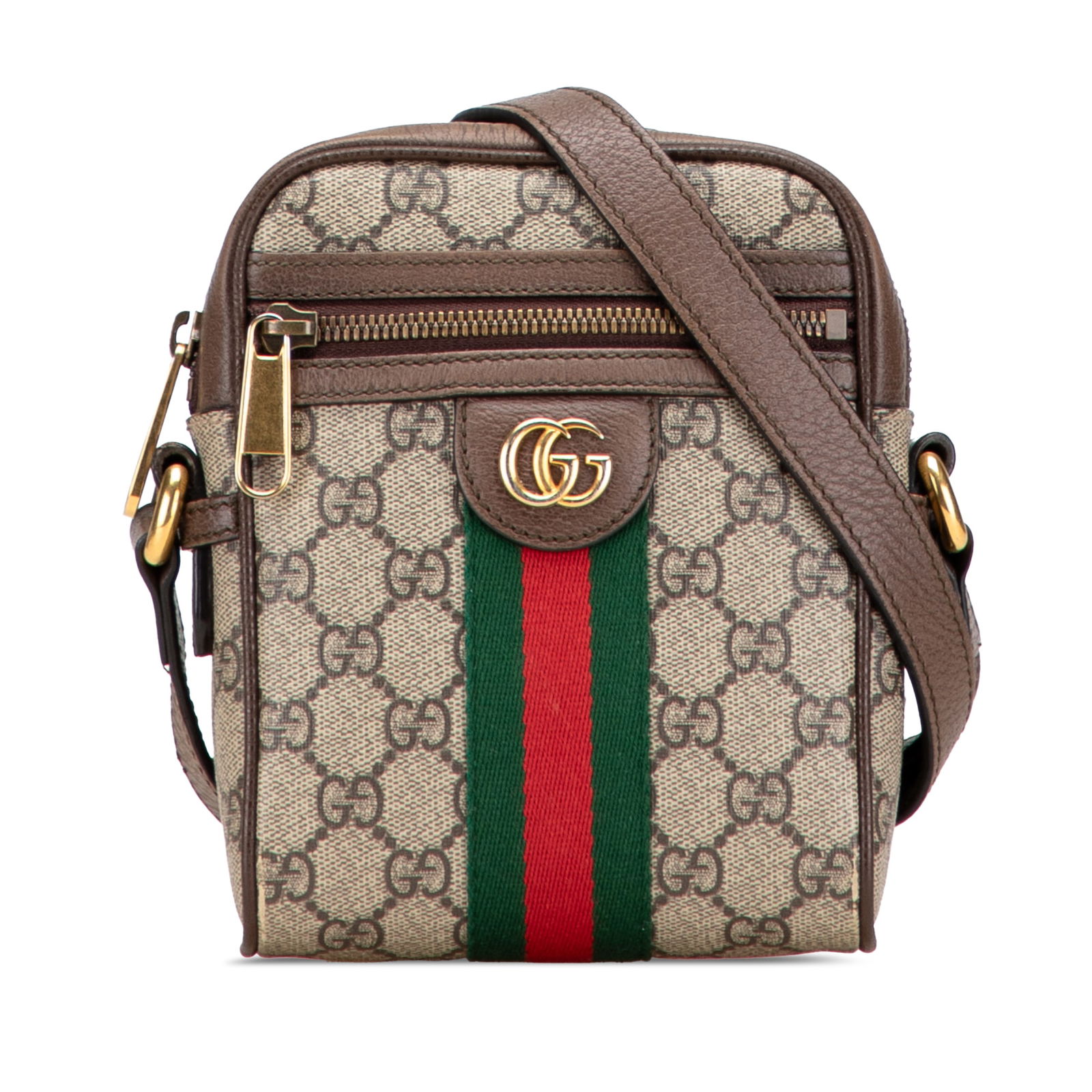 Gucci Mini GG Supreme Ophidia Crossbody Bag Brown Fabric (1 of 10)