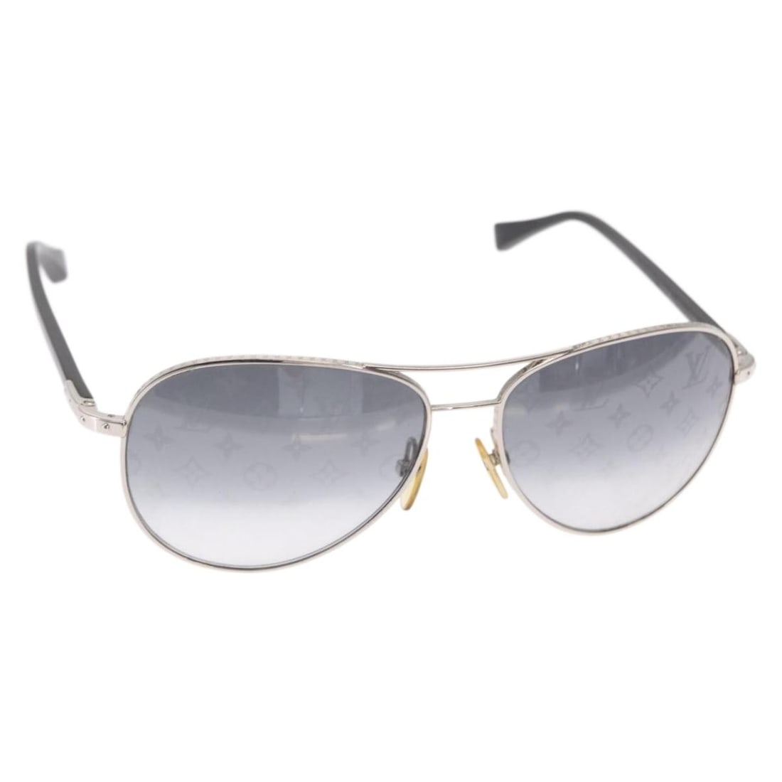 LOUIS VUITTON Conspiration Sunglasses Silver Metal Auth 159184: LOUIS VUITTON Conspiration Sunglasses Silver Metal Auth 159184 Elevate your style with these authentic Louis Vuitton Conspiration Sunglasses, renowned for their exquisite craftsmanship and timeless de