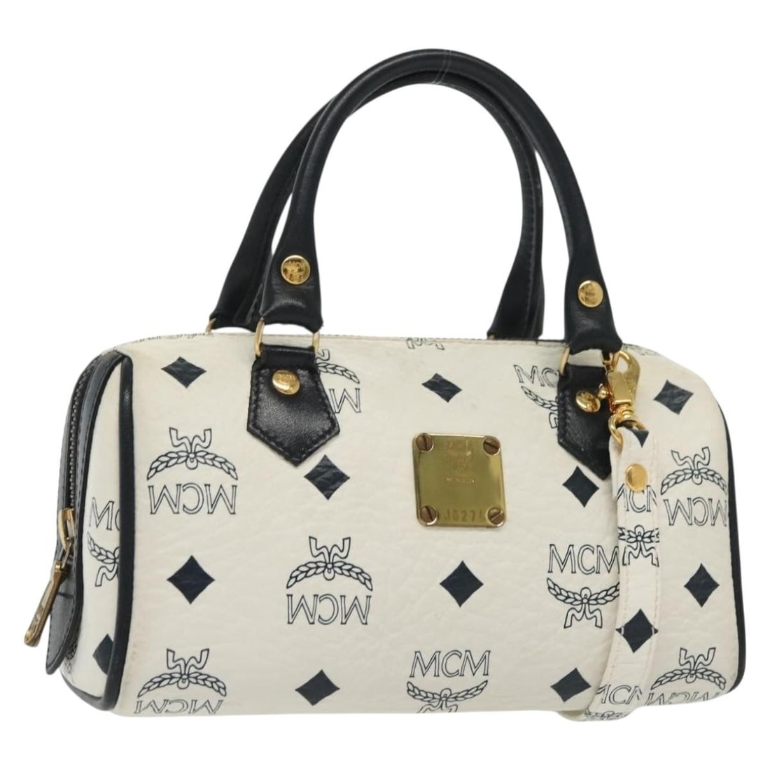 MCM Logogram Vicetos Mini Hand Bag PVC Leather White Gold Auth: MCM Logogram Vicetos Mini Hand Bag PVC Leather White Gold Auth Introducing the MCM Logogram Vicetos Mini Hand Bag, a stylish accessory that combines functionality with luxury. Crafted in Germany from