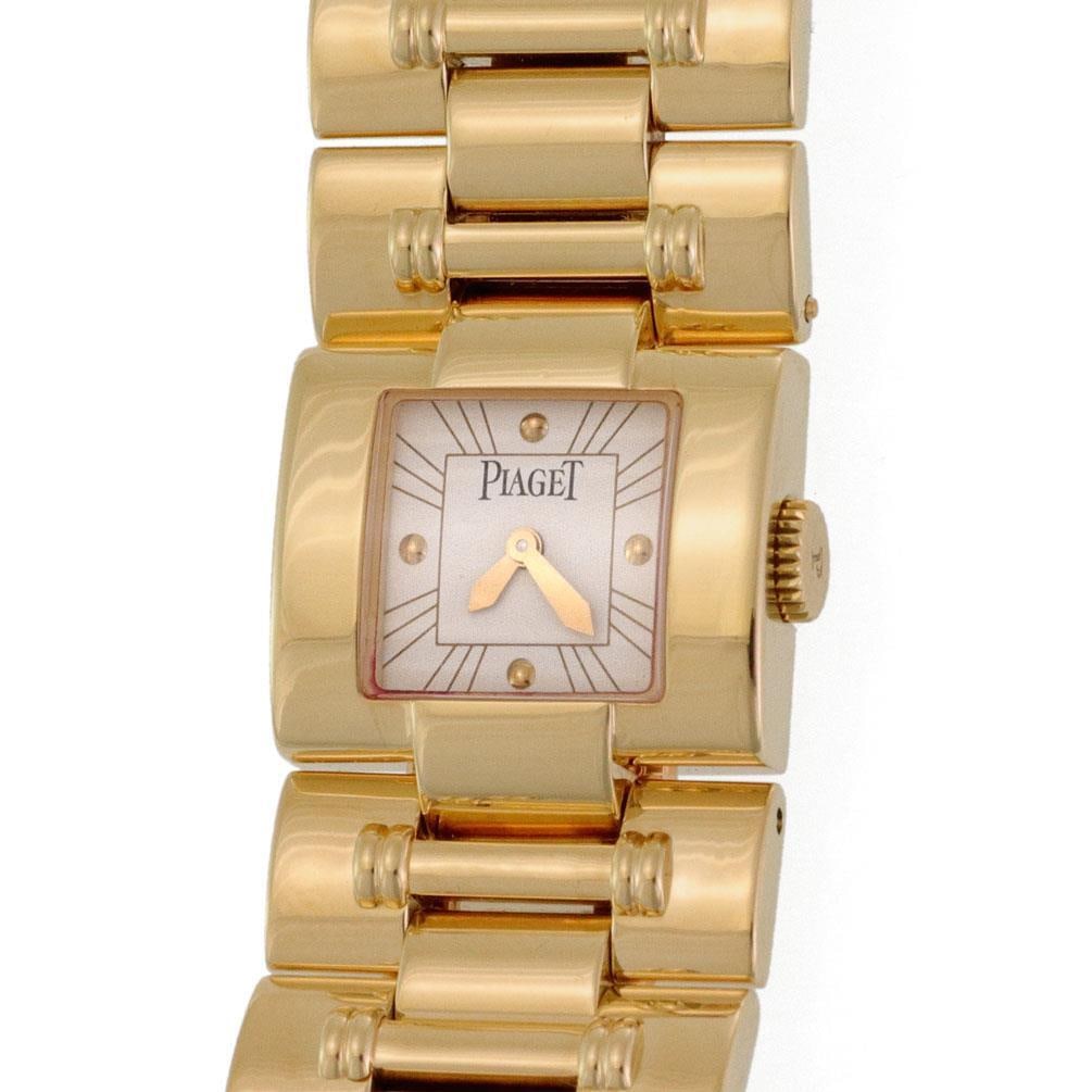 Piaget Dancer 18k Yellow Gold Ladies Watch Swiss Quartz 50010: Piaget Dancer 18k Yellow Gold Ladies Watch Swiss Quartz 50010 This exquisite Piaget Dancer ladies watch showcases a stunning design crafted from 18k yellow gold. The watch features a 21mm wide band co