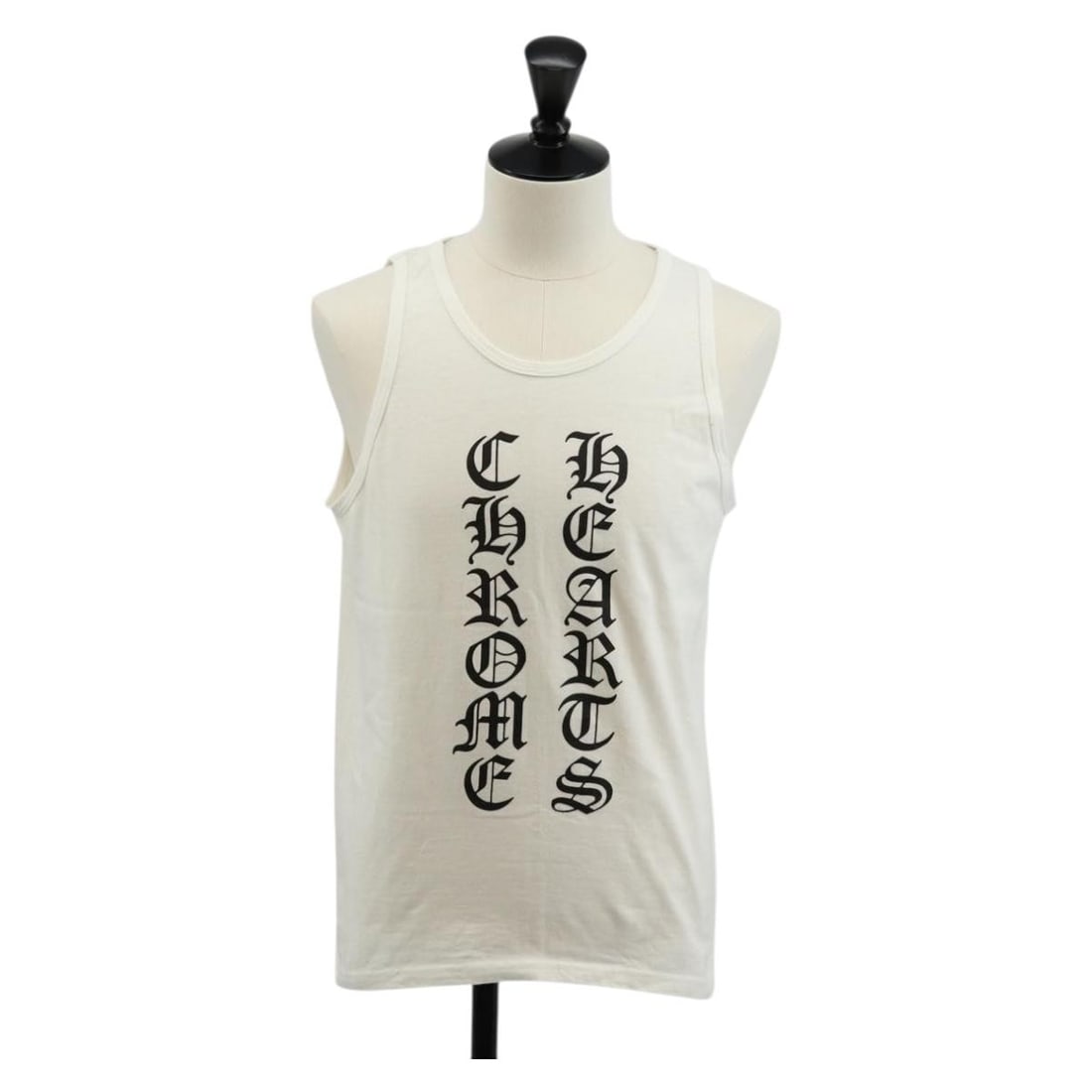 Chrome Hearts White Cotton Logo Print Tank Top Authentic: Chrome Hearts White Cotton Logo Print Tank Top Authentic Elevate your casual wardrobe with this Chrome Hearts Logo Print Tank Top, crafted from 100% cotton for a soft and breathable fit. This stylish