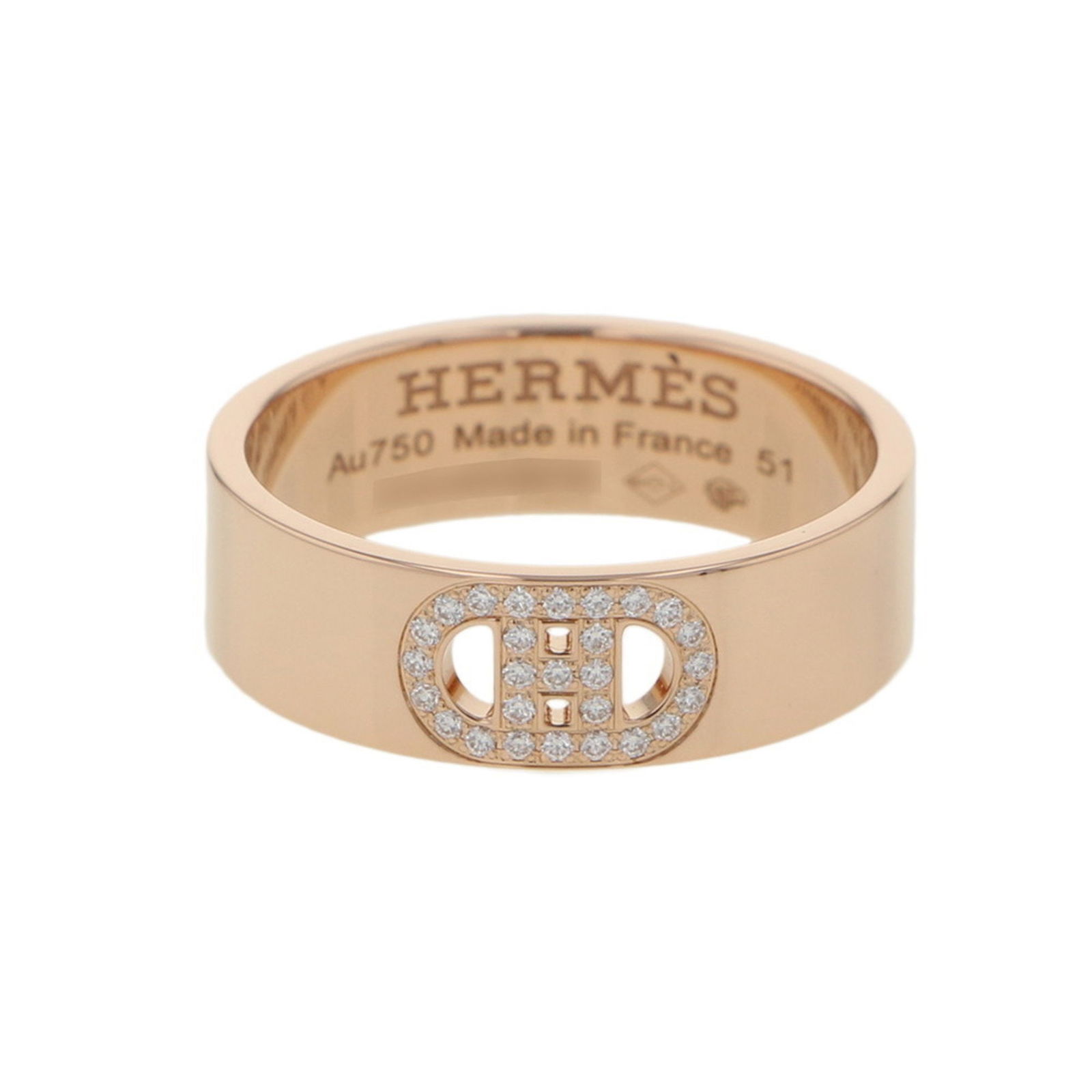 Rose Gold H D'ancre Bracelet with Diamonds by Hermes (1 of 1)
