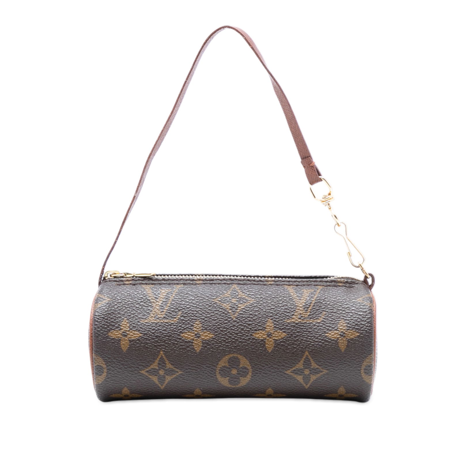 Louis Vuitton Papillon Pochette Monogram Canvas Bag with Detachable Strap: Louis Vuitton Papillon Pochette Monogram Canvas Bag with Detachable Strap The Louis Vuitton Monogram Papillon Pochette features a monogram canvas body, a detachable flat leather strap, and a top zip c