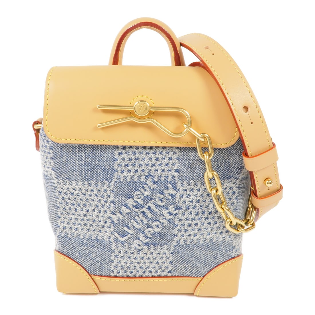 LOUIS VUITTON Nano Steamer 2 Way Shoulder Bag N40751 Denim Blue: LOUIS VUITTON Nano Steamer 2 Way Shoulder Bag N40751 Denim Blue This exquisite Louis Vuitton Nano Steamer 2 Way Shoulder Bag is a stunning blend of style and functionality. Crafted from high-quality d