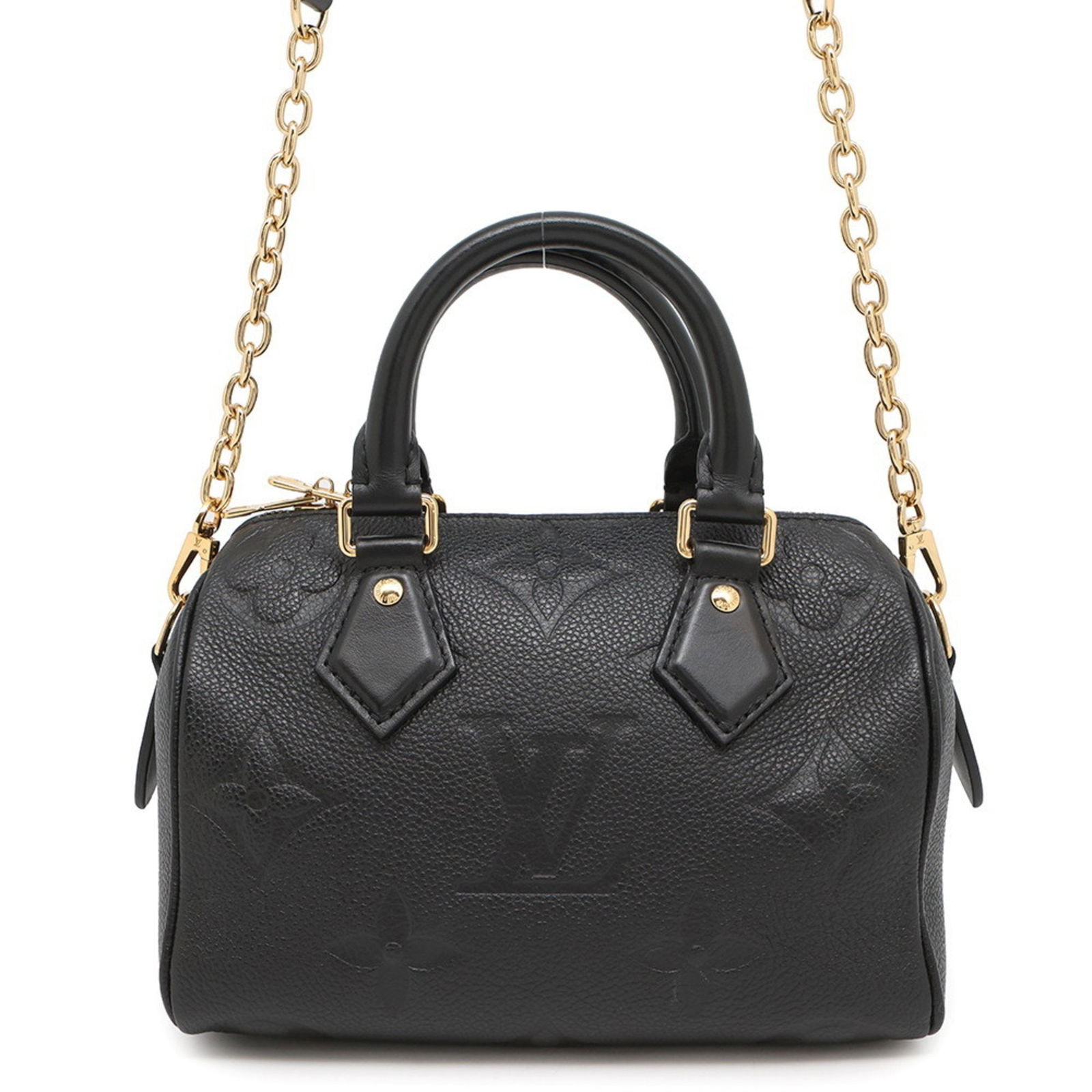 Louis Vuitton Speedy Leather Bag in Black with Adjustable Strap: Louis Vuitton Speedy Leather Bag in Black with Adjustable Strap This Louis Vuitton Speedy handbag features a classic black leather design. It is designed for women and offers both style and functional