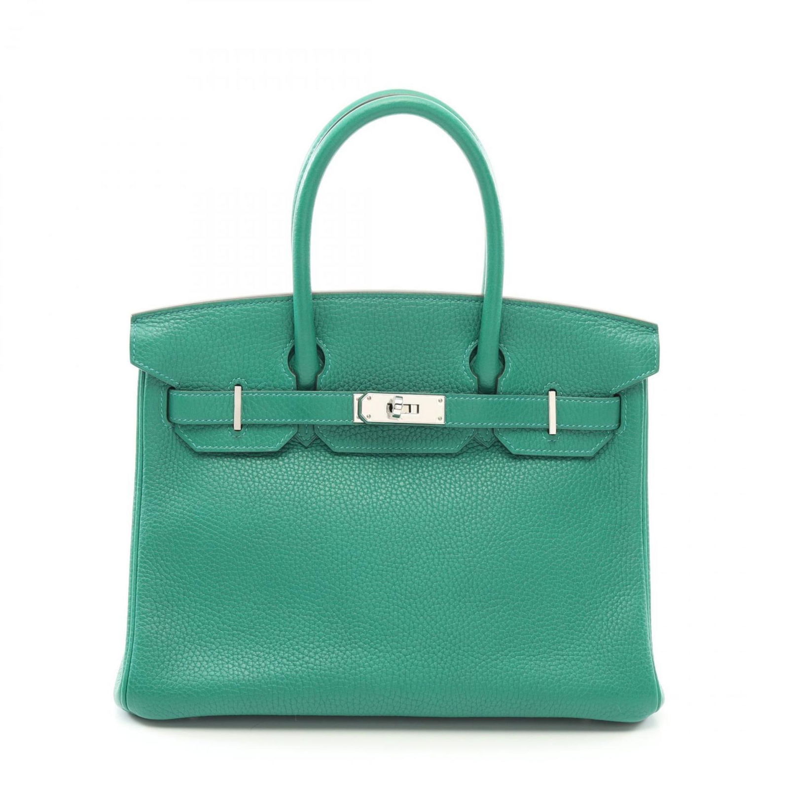 Green Leather Birkin 30 Handbag by Hermes France: Green Leather Birkin 30 Handbag by Hermes France This Hermes Birkin 30 handbag features a green leather exterior with metal fittings and is designed for women. It is made in France and measures 24cm x