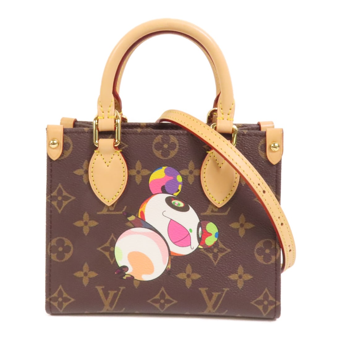 On The Go BB Monogram Brown Shoulder Bag by Louis Vuitton M13668: On The Go BB Monogram Brown Shoulder Bag by Louis Vuitton M13668 This Louis Vuitton On The Go BB 2-way shoulder bag features the iconic monogram pattern on brown PVC coated canvas. The bag offers vers