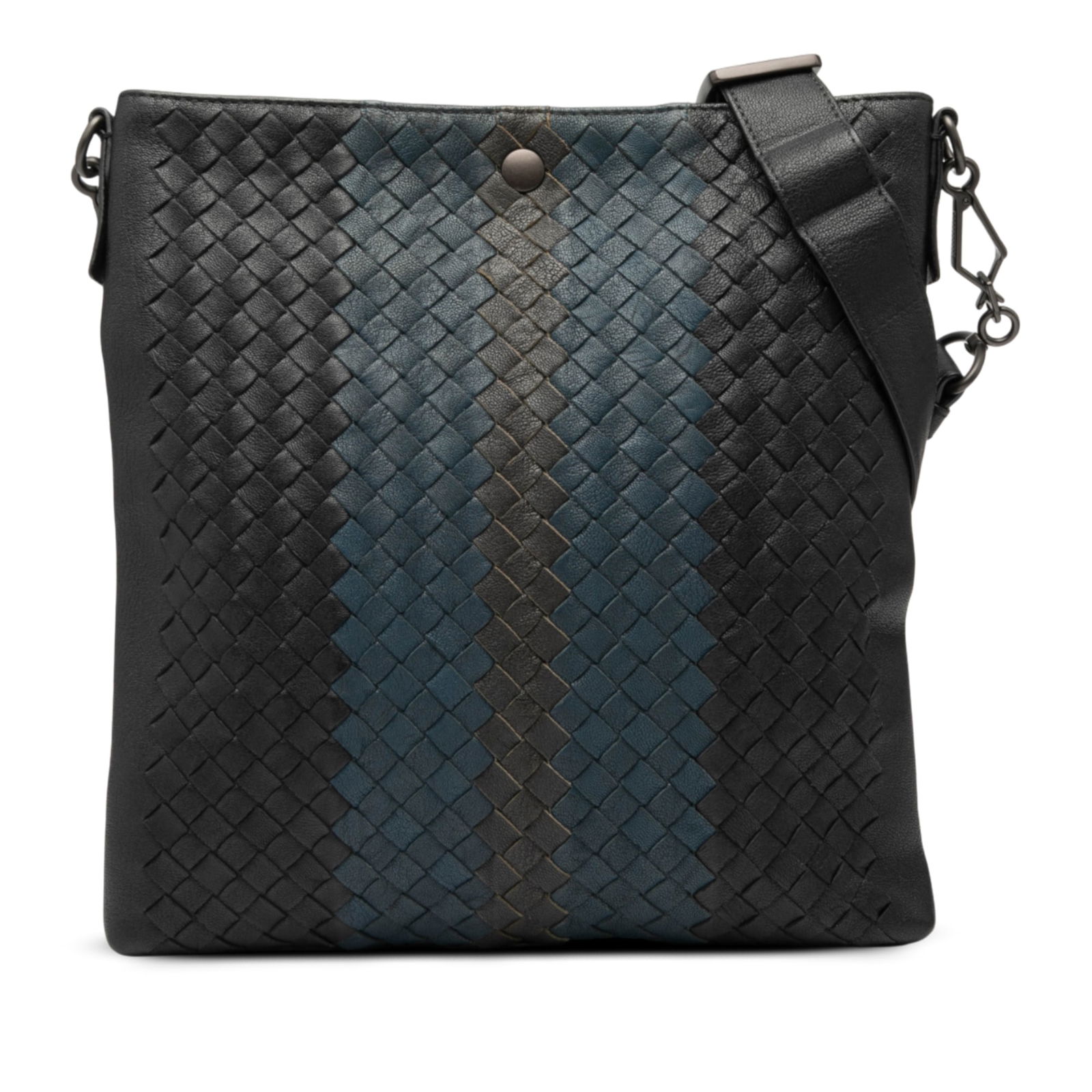 Bottega Veneta Tricolor Intrecciato Leather Crossbody Bag: Bottega Veneta Tricolor Intrecciato Leather Crossbody Bag This elegant Bottega Veneta Tricolor Leather Intrecciato Crossbody bag showcases a beautifully woven leather exterior in a classic black color