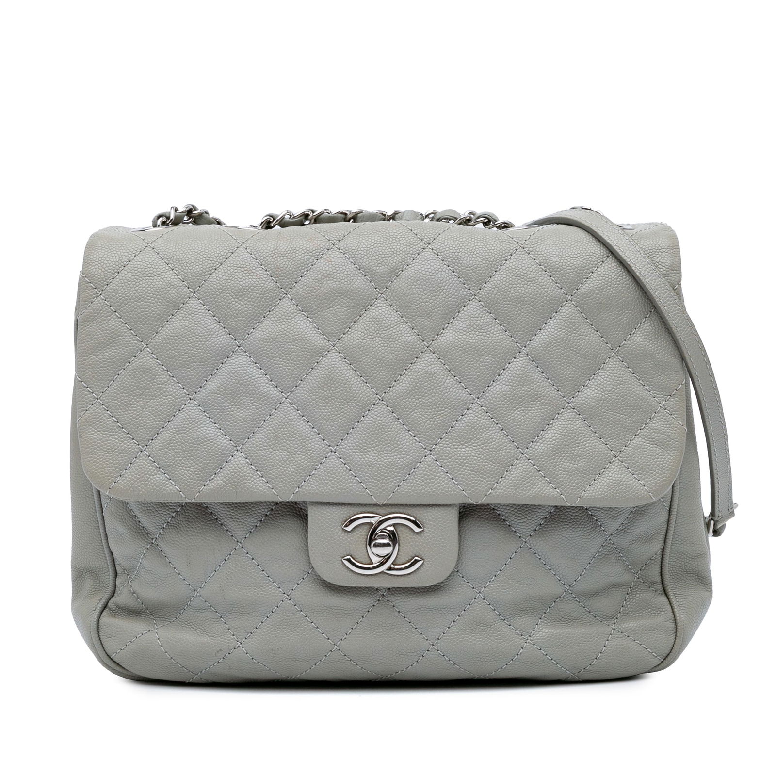 Chanel Gray Quilted Caviar Urban Companion Flap Bag: Chanel Gray Quilted Caviar Urban Companion Flap Bag Introducing the Chanel Large Quilted Caviar Urban Companion Flap, a sophisticated bag crafted from luxurious quilted caviar leather. This stylish fl