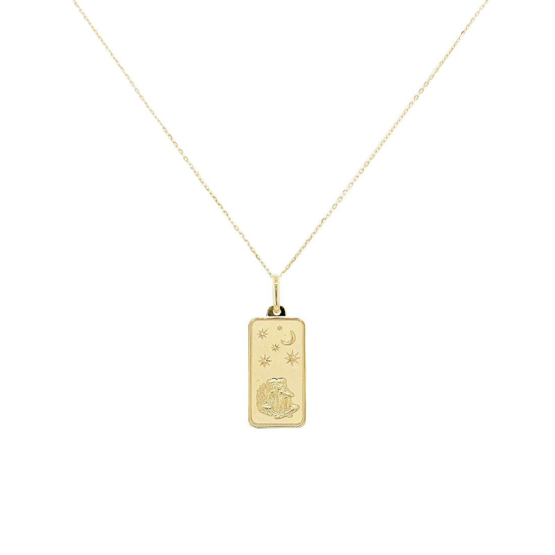 Sabrina Designs Gemini Zodiac Dog Tag Necklace 14K Yellow Gold (1 of 3)