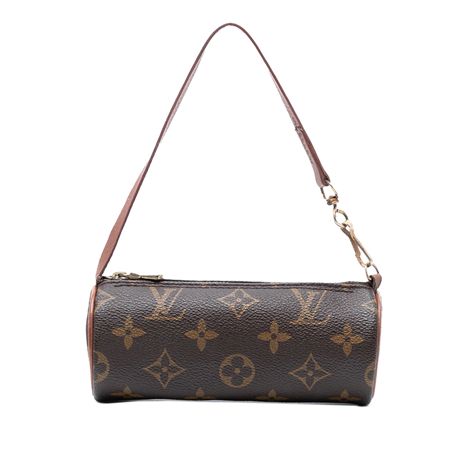 Louis Vuitton Papillon Pochette Brown Monogram Canvas Mini Bag: Louis Vuitton Papillon Pochette Brown Monogram Canvas Mini Bag The Louis Vuitton Monogram Papillon Pochette features a monogram canvas exterior, a flat leather strap, and a top zip closure. The bag is