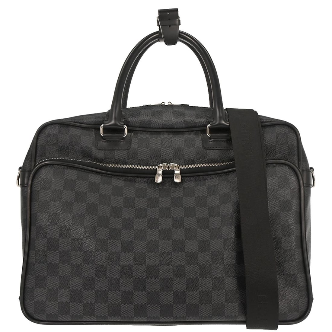 Louis Vuitton Ikar Briefcase Damier Graphite Canvas 2way Business Bag: Louis Vuitton Ikar Briefcase Damier Graphite Canvas 2way Business Bag This Louis Vuitton Damier Graphite Ikar 2-way business bag features a sophisticated black Damier Graphite canvas exterior with ico