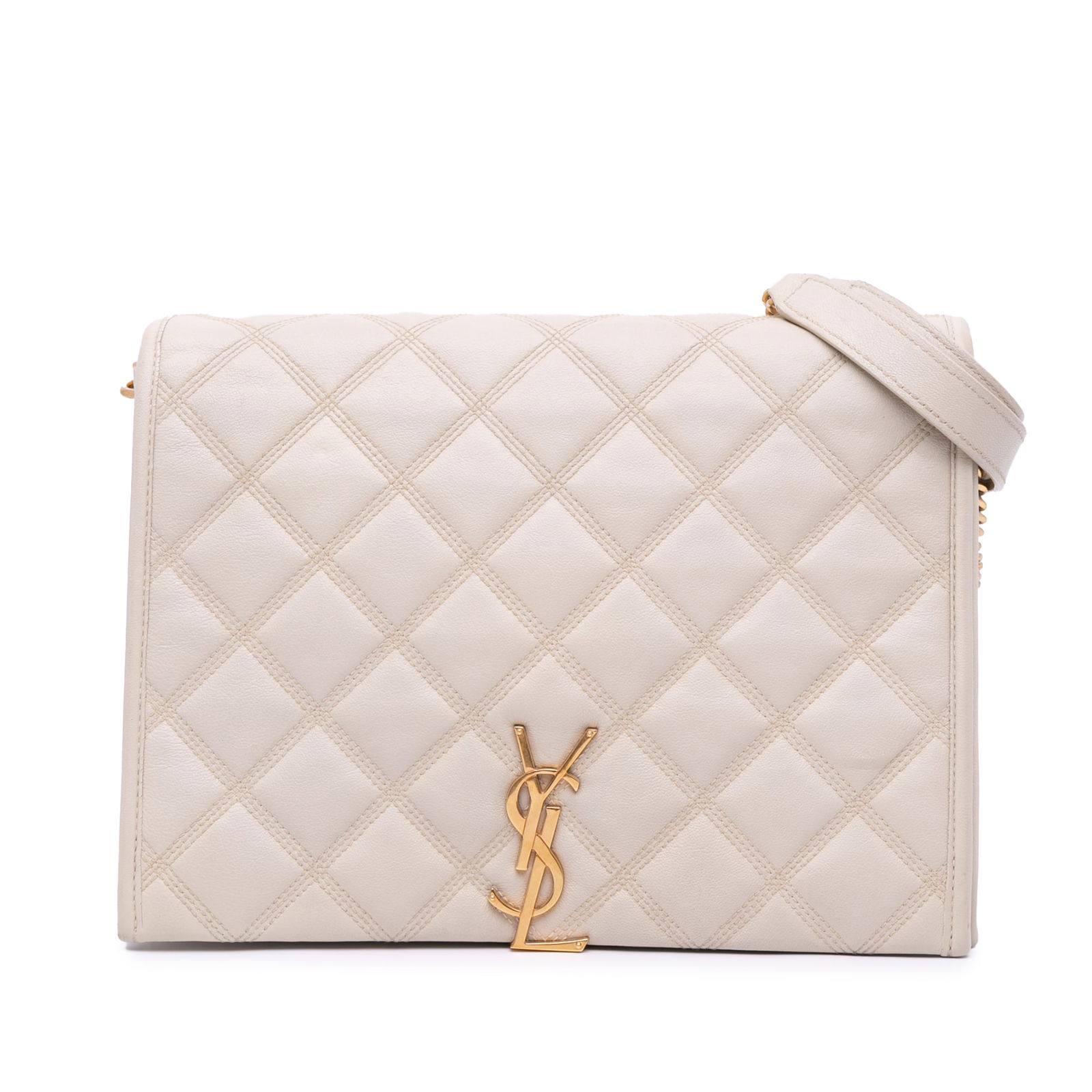 Saint Laurent Small Becky White Quilted Lambskin Chain Bag (1 of 12)