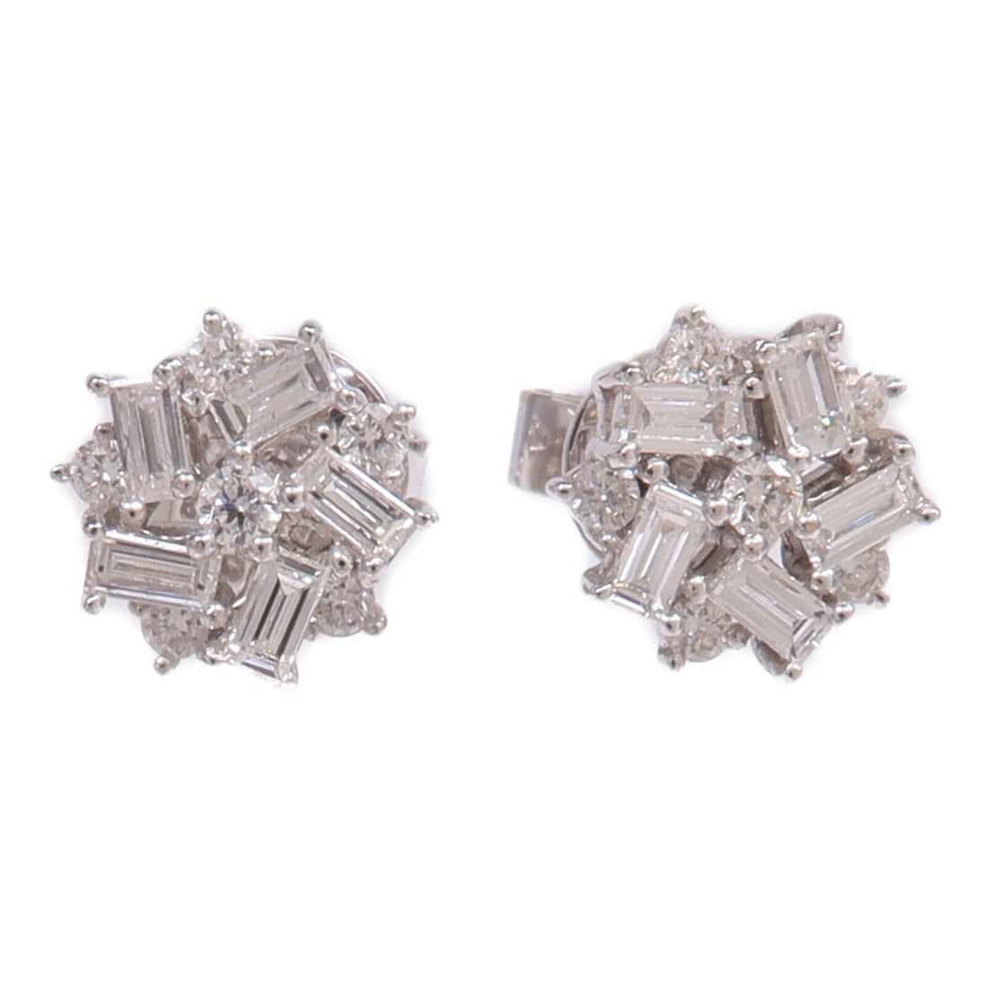 Diamond Pierced Earrings in 18K White Gold (1 of 7)