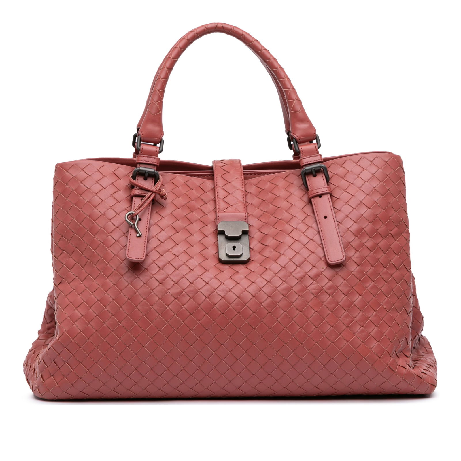 Bottega Veneta Medium Roma Tote Woven Nappa Leather Red Italy: Bottega Veneta Medium Roma Tote Woven Nappa Leather Red Italy This Bottega Veneta Medium Nappa Intrecciato Roma Tote showcases exquisite craftsmanship with its woven nappa leather body in a stunning r
