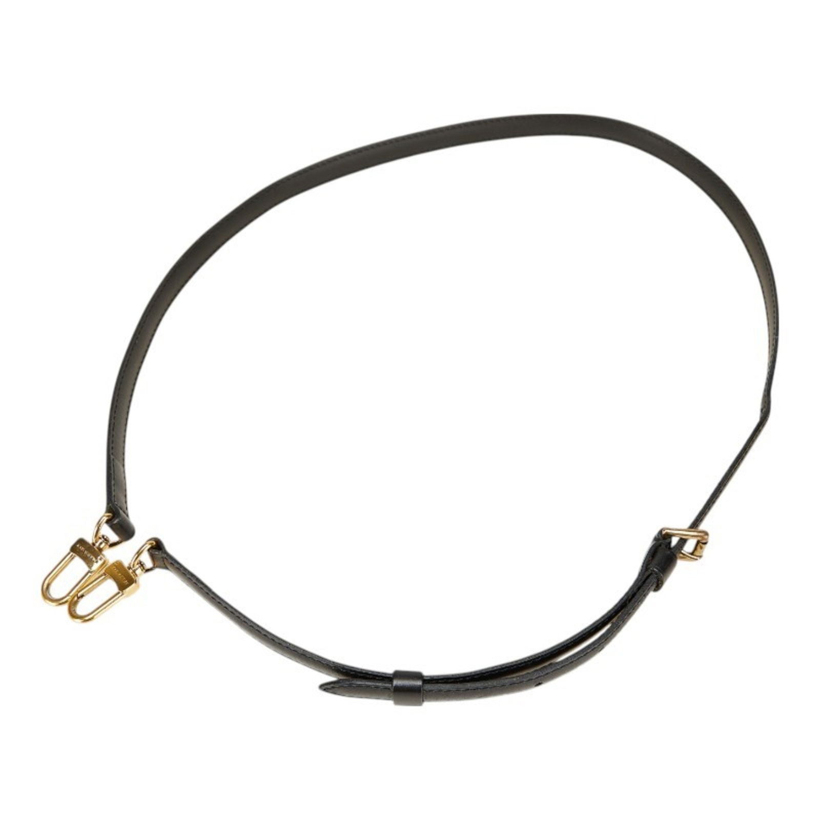 Black Leather Shoulder Strap by Louis Vuitton: Black Leather Shoulder Strap by Louis Vuitton This Louis Vuitton shoulder strap is crafted from black leather and is designed for women. Made in France, it features a handle/strap length of 119.5 cm (