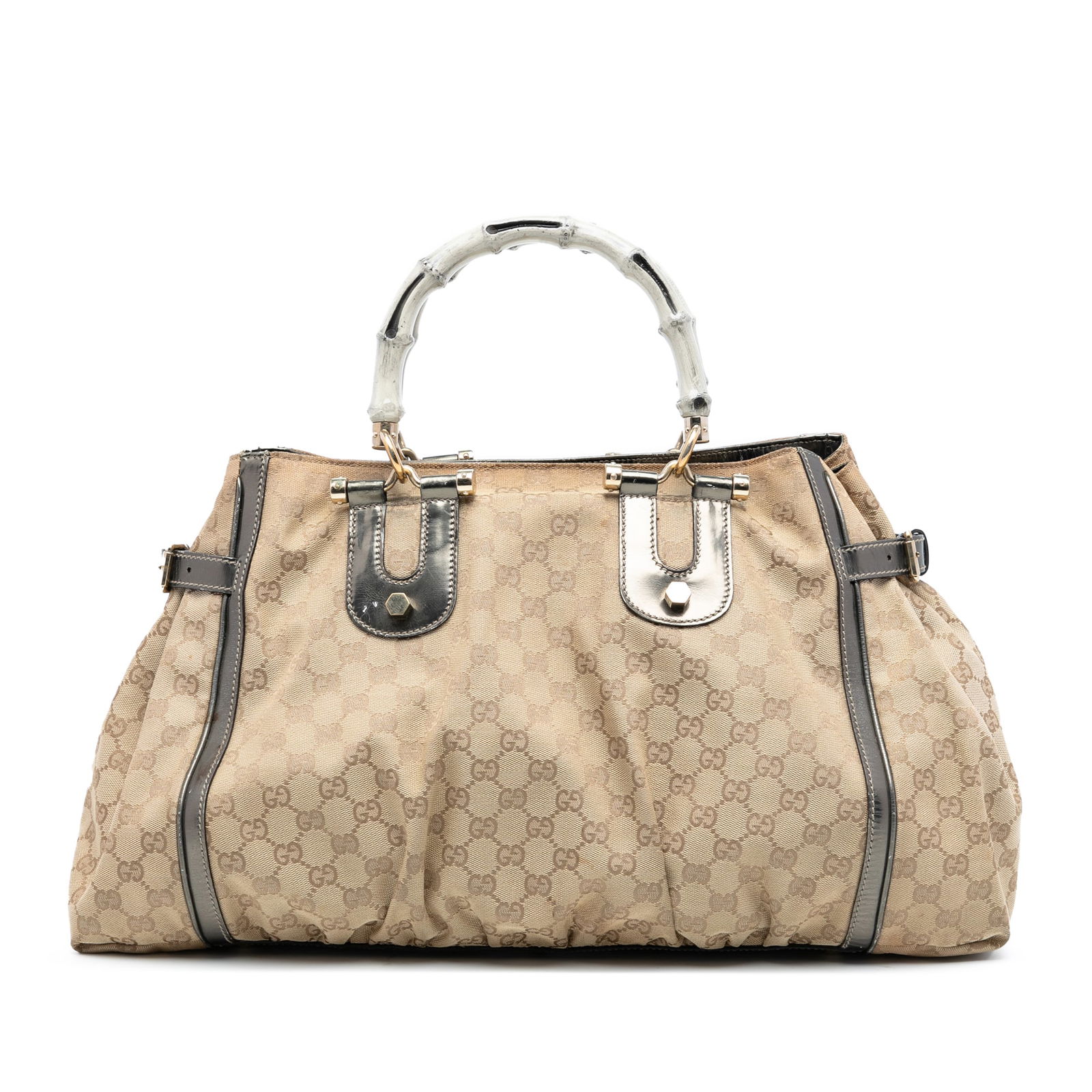 Gucci GG Canvas Bamboo Dialux Pop Tote Bag Brown Fabric (1 of 7)