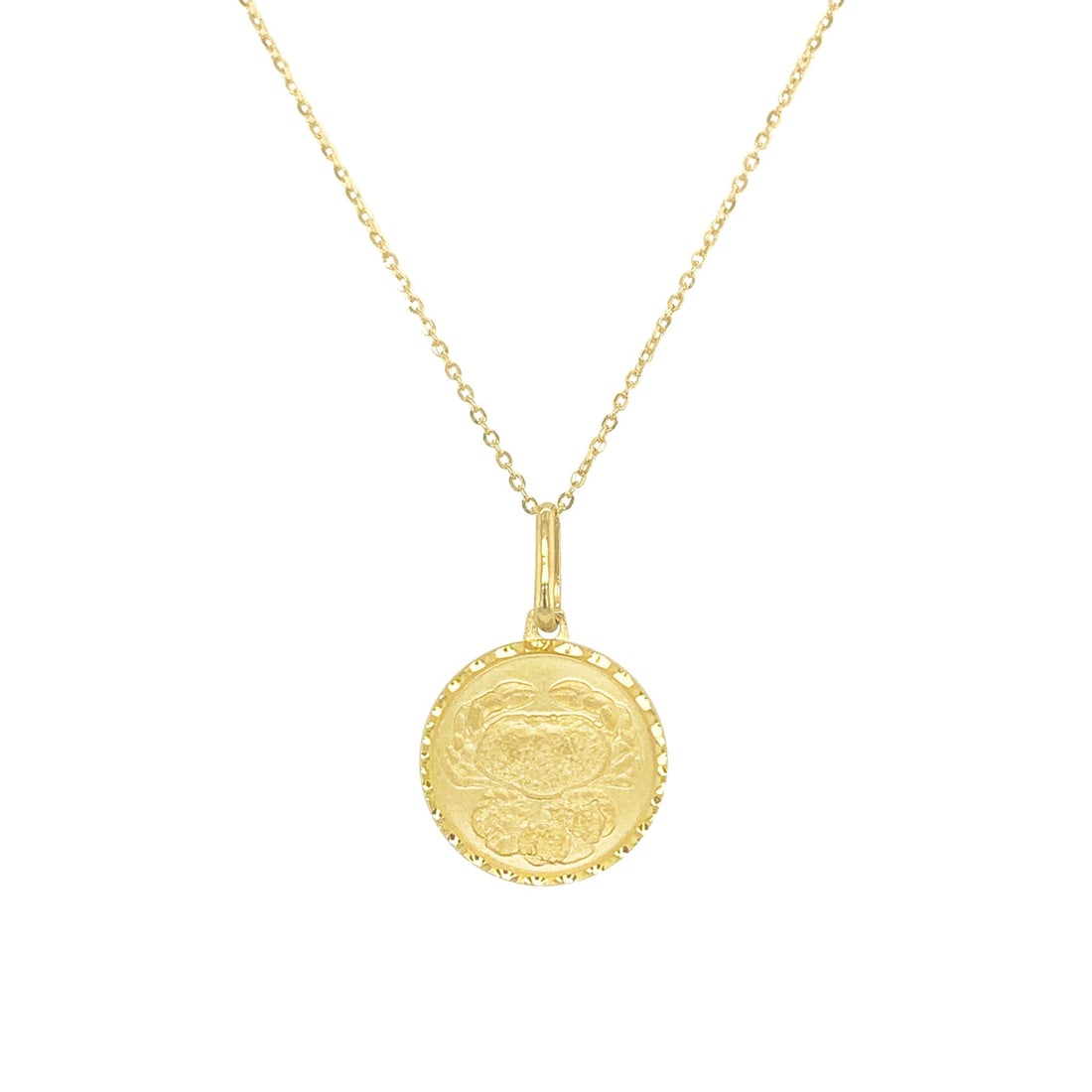 Cancer Zodiac Necklace 14K Yellow Gold Women's Jewelry: Cancer Zodiac Necklace 14K Yellow Gold Women's Jewelry Celebrate your astrological sign with this elegant Zodiac "Cancer" Necklace crafted from 14K yellow gold. This pre-owned piece features a weight