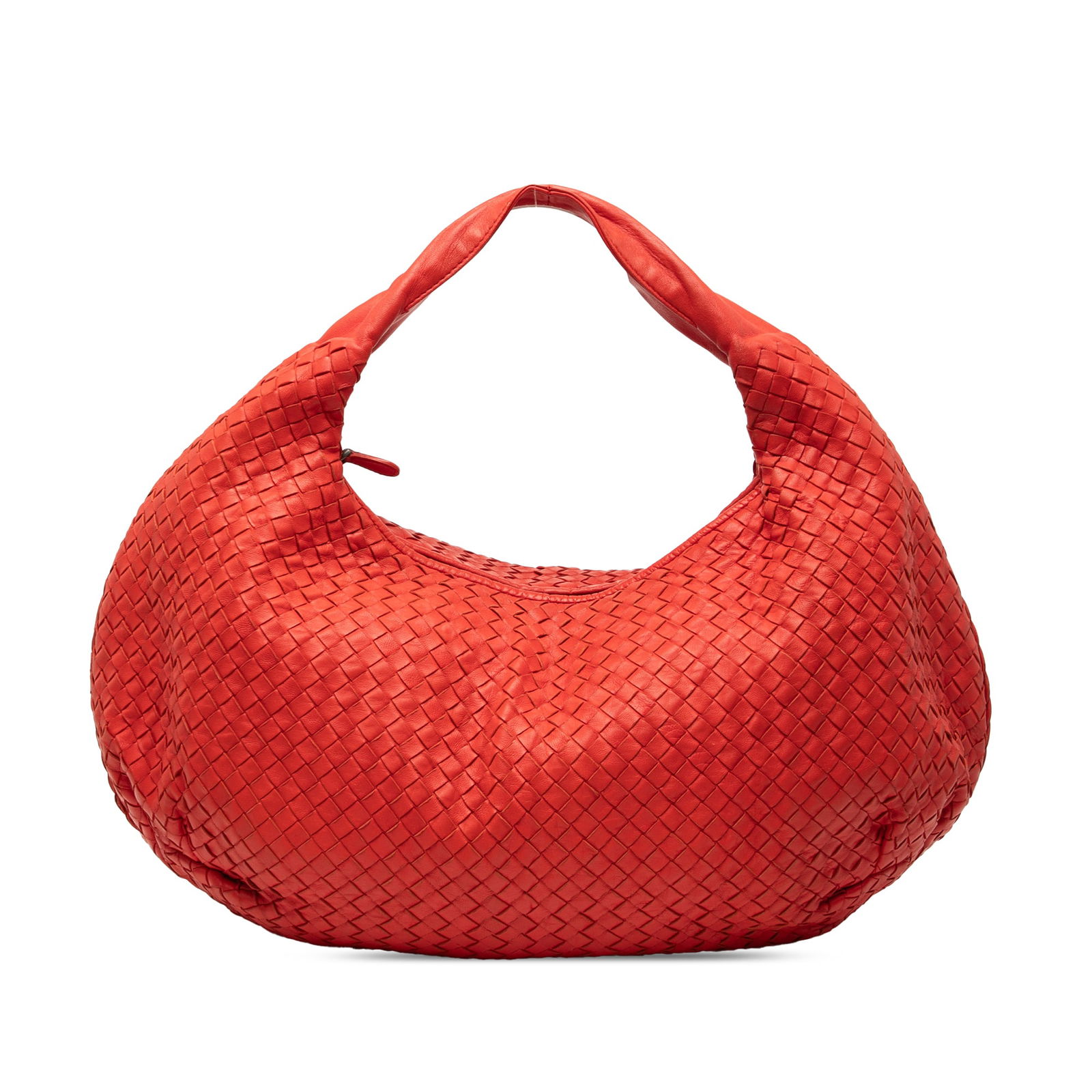 Bottega Veneta Large Red Nappa Intrecciato Belly Hobo Bag: Bottega Veneta Large Red Nappa Intrecciato Belly Hobo Bag Introducing the Bottega Veneta Large Nappa Intrecciato Belly Hobo, a stunning blend of functionality and elegance. This hobo bag showcases a b