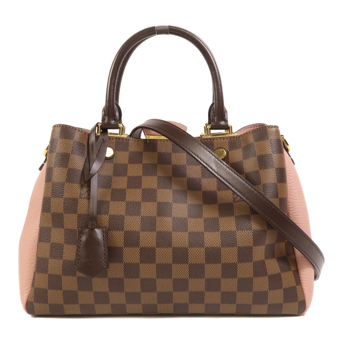 Louis Vuitton Brittany Shoulder Bag Damier Canvas Pink Brown Gold Hardware: Louis Vuitton Brittany Shoulder Bag Damier Canvas Pink Brown Gold Hardware This Louis Vuitton Brittany 2-way shoulder bag features the signature Damier pattern in brown with pink accents. Crafted from