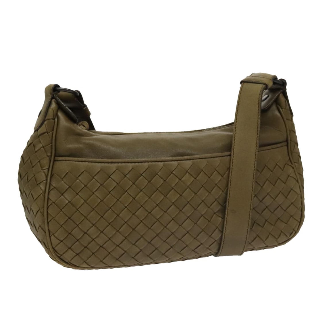 Bottega Veneta Intrecciato Khaki Leather Shoulder Bag 143276 Auth (1 of 18)