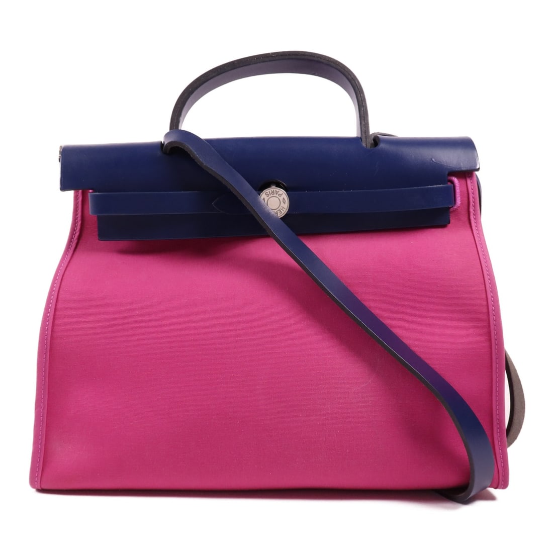 HERMES Herbag PM 2 Way Shoulder Bag Canvas Magnolia Blue: HERMES Herbag PM 2 Way Shoulder Bag Canvas Magnolia Blue Discover the elegance of the HERMES Herbag PM 2 Way Shoulder Bag, crafted in durable canvas with a stunning Magnolia and Blue color combination