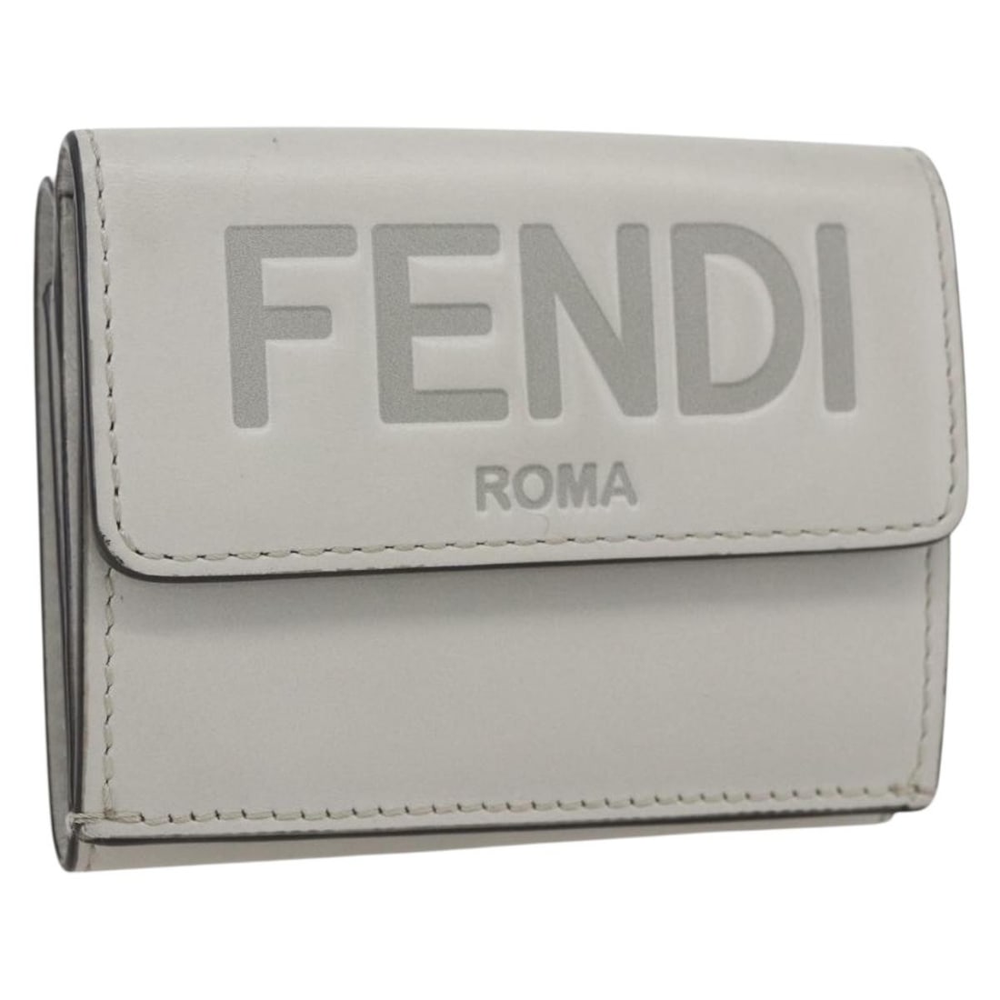 Gray and Gold Leather Fendi Wallet with Original Dust Bag and Box: Gray and Gold Leather Fendi Wallet with Original Dust Bag and Box This FENDI wallet features a sleek gray leather exterior with gold-tone accents. The compact design is crafted in Italy and comes with