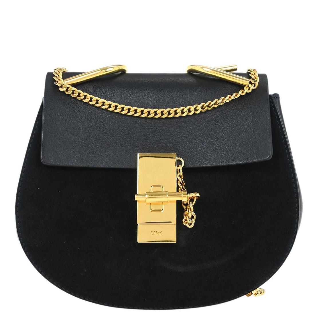 Chloe Black Suede Drew Crossbody Shoulder Bag 8x7x3 (1 of 10)