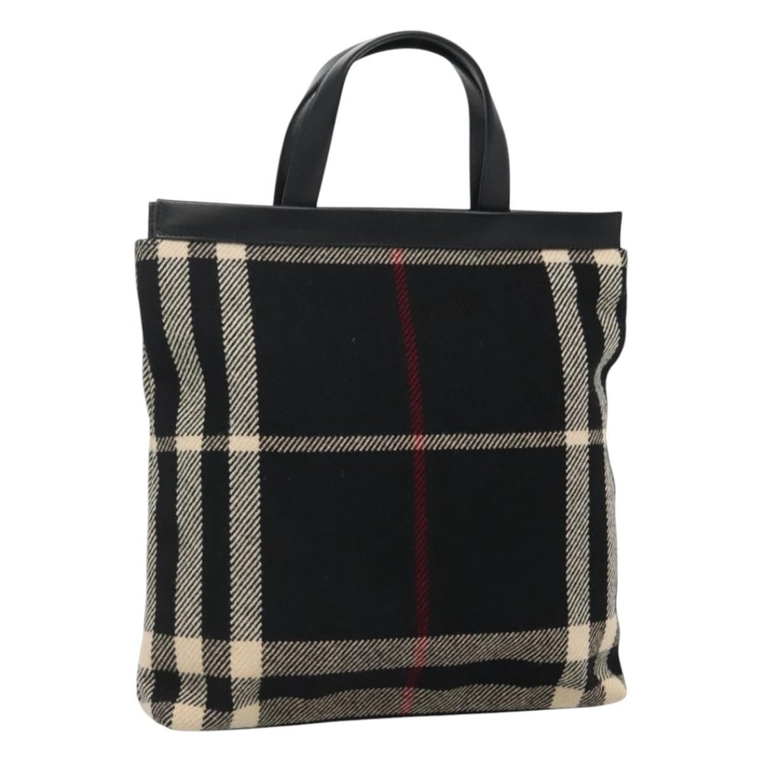 Burberry Nova Check Hand Bag Black Silver Canvas Italy Auth (1 of 18)