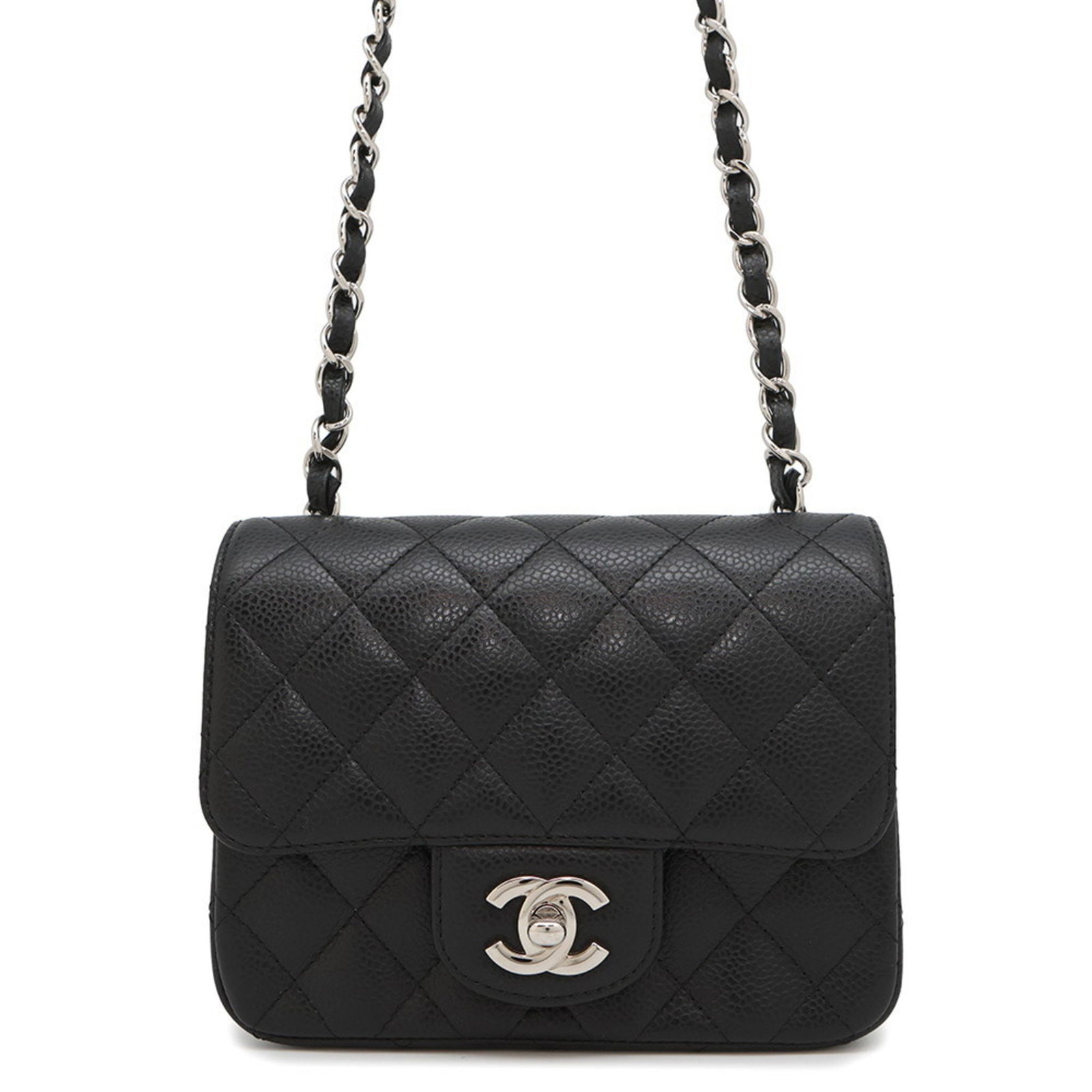 Black Leather Chanel Classic Flap Shoulder Bag 13cm x 17cm: Black Leather Chanel Classic Flap Shoulder Bag 13cm x 17cm This Chanel Classic Flap bag is crafted from black leather and features a timeless design. It offers a compact silhouette with dimensions mea