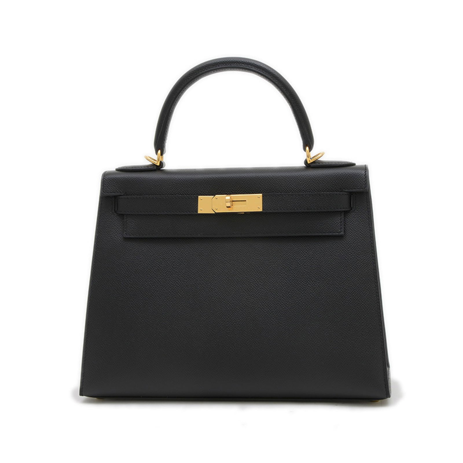 Black Leather Hermes Kelly 28 Handbag from France: Black Leather Hermes Kelly 28 Handbag from France This Hermes Kelly 28 is a sophisticated handbag crafted from black leather. Designed for women, it features a structured silhouette with excellent con