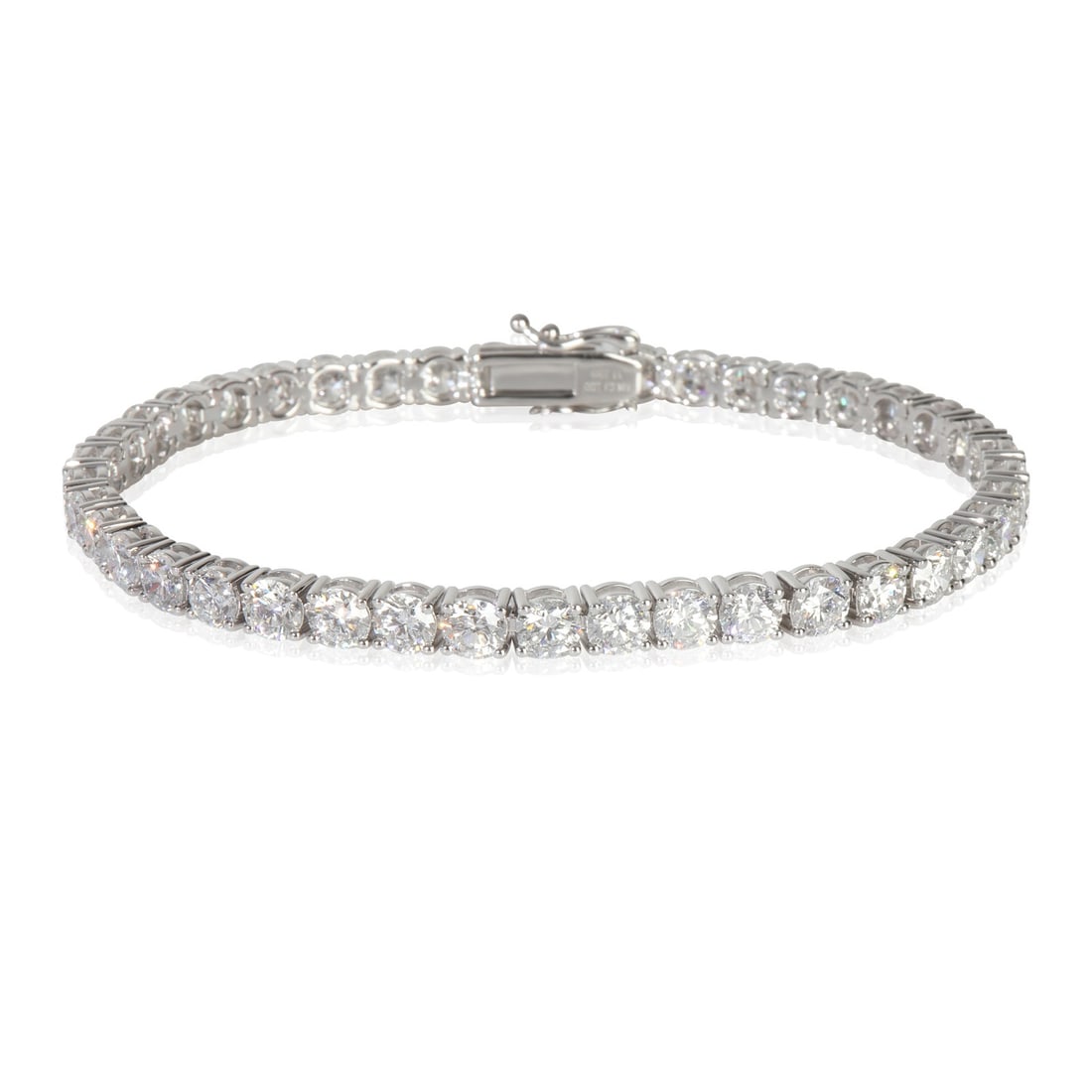 14k White Gold 11.55ct Lab-Grown Diamond Tennis Bracelet: 14k White Gold 11.55ct Lab-Grown Diamond Tennis Bracelet Elevate your accessory collection with this stunning 11.55 ctw White Gold Lab-Grown Diamond Bracelet. Crafted from 14k white gold, this tennis-