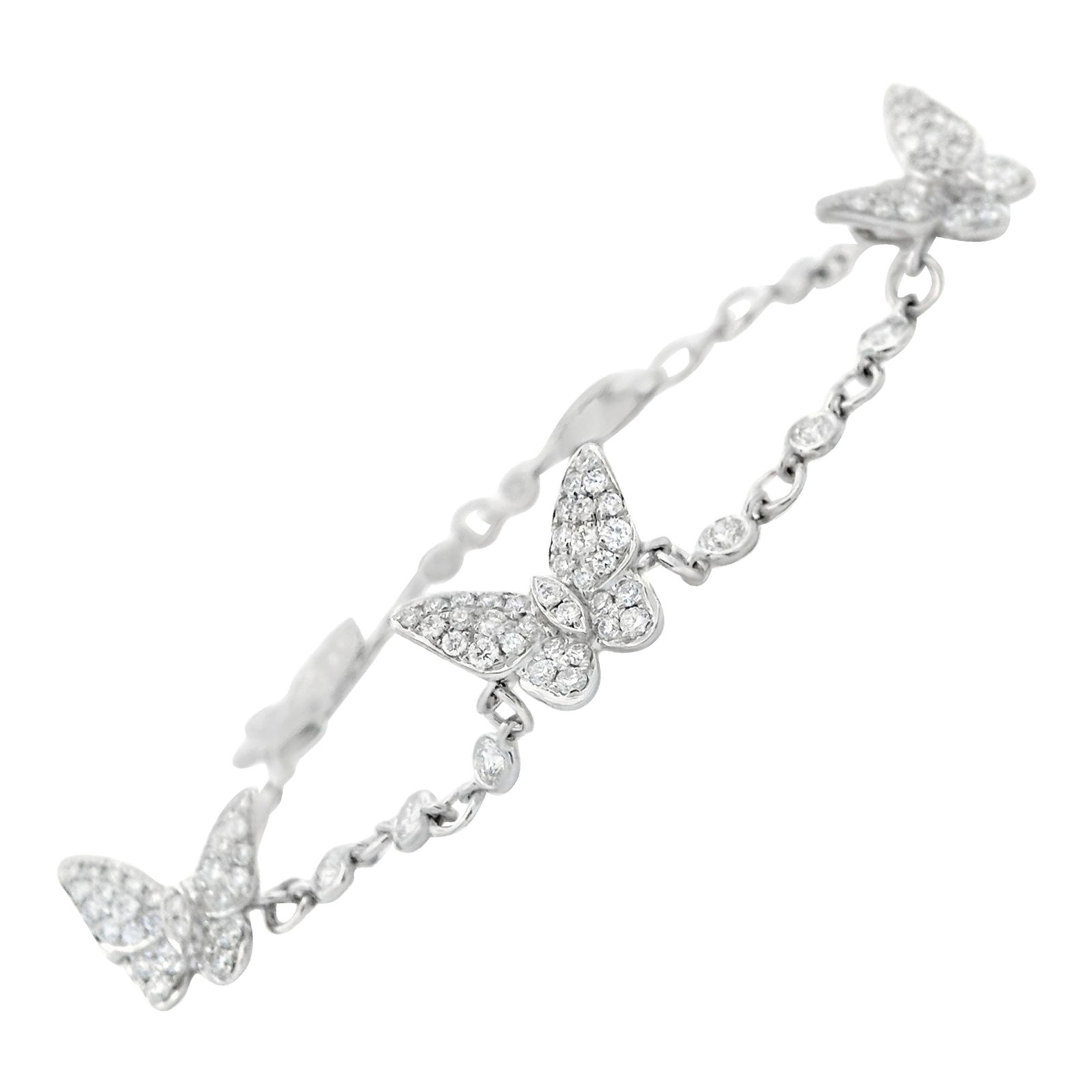 1.68ct Diamond Butterfly Bracelet 18k White Gold with Appraisal (1 of 4)