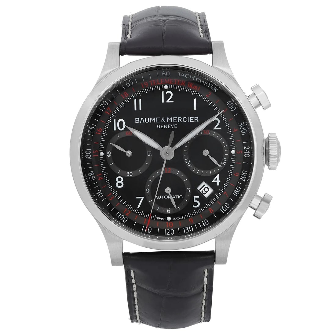 Baume et Mercier Capeland Automatic 42mm Black Dial Men's Watch: Baume et Mercier Capeland Automatic 42mm Black Dial Men's Watch Discover the elegance of the Baume et Mercier Capeland Automatic Men's Watch, featuring a sleek 42mm polished stainless steel case and a