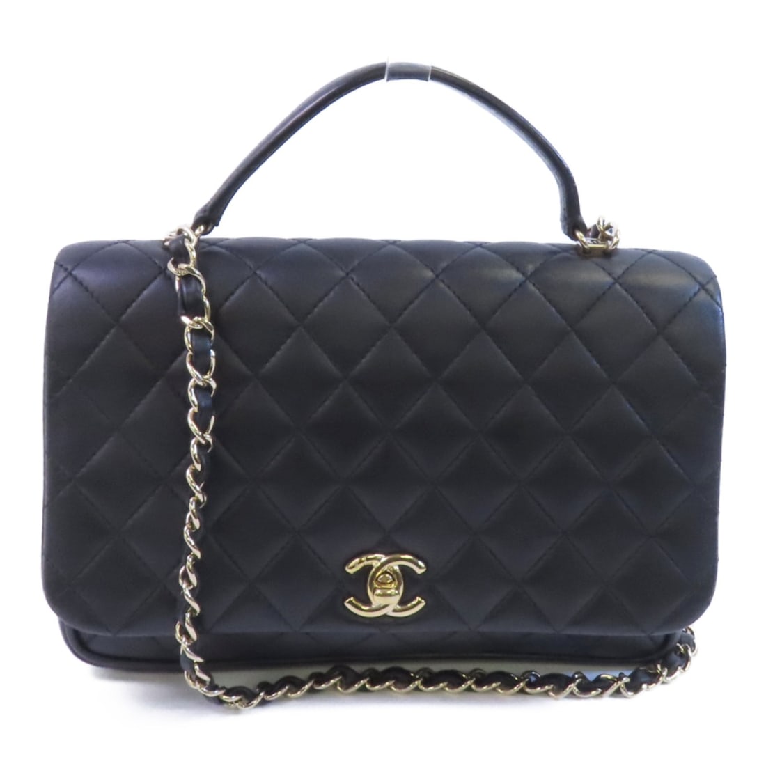 Chanel Black Calfskin Shoulder Bag with CC Logo and Gold Hardware: Chanel Black Calfskin Shoulder Bag with CC Logo and Gold Hardware This CHANEL shoulder bag features black calfskin leather with a classic CC design and gold-tone hardware. Made in France, the bag offe