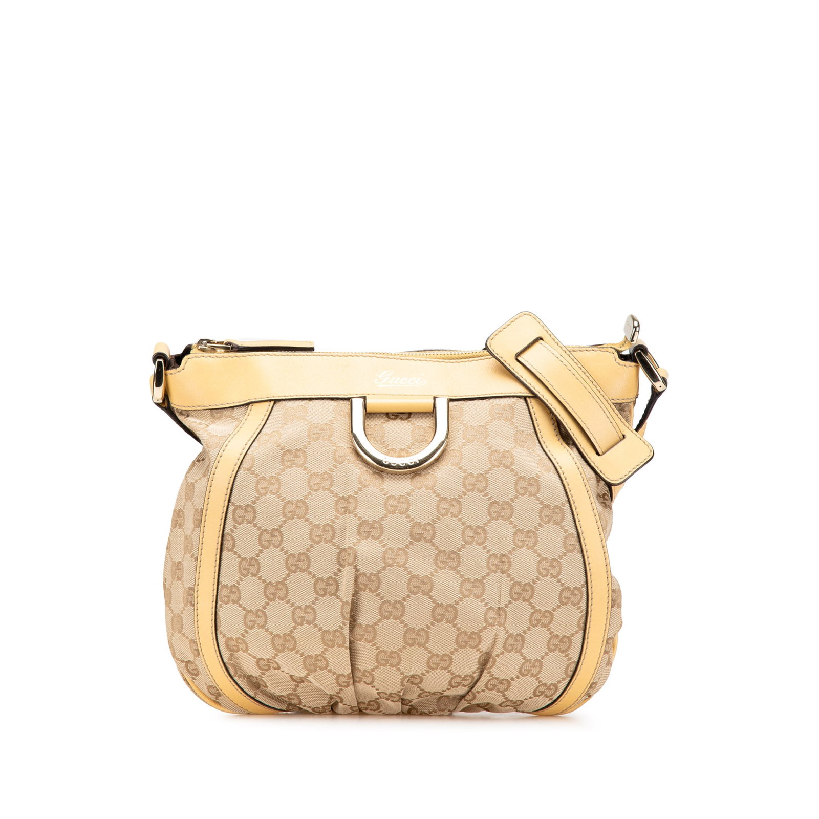 Gucci GG Canvas Abbey D Ring Crossbody Bag Brown Fabric: Gucci GG Canvas Abbey D Ring Crossbody Bag Brown Fabric Introducing the Gucci GG Canvas Abbey D Ring Crossbody, a stylish and functional accessory crafted from durable canvas with elegant leather trim
