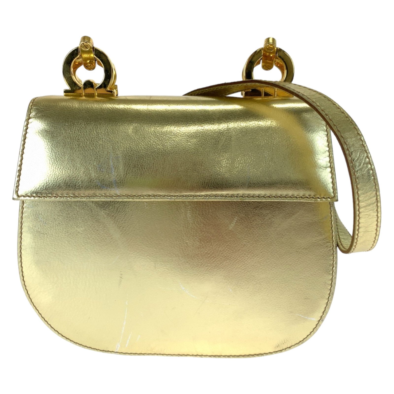 Gancini Gold Leather Shoulder Bag by Salvatore Ferragamo (1 of 1)