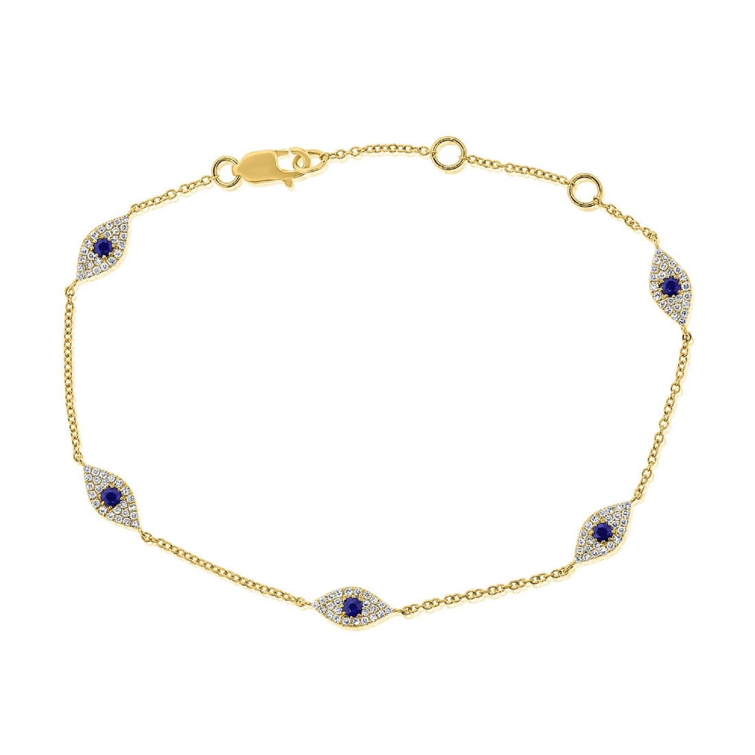 Sabrina Designs 14k Yellow Gold Evil Eye Bracelet with 120 Diamonds: Sabrina Designs 14k Yellow Gold Evil Eye Bracelet with 120 Diamonds This stunning bracelet features a captivating evil eye design crafted from 14k yellow gold, adorned with 120 sparkling diamonds tota