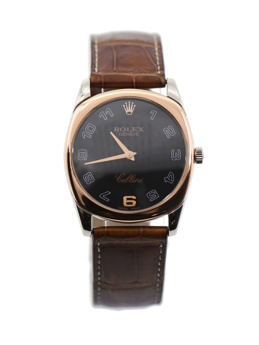 Rolex Cellini Danaos 18K White Gold Watch 32mm Ref 4233: Rolex Cellini Danaos 18K White Gold Watch 32mm Ref 4233 Discover the timeless elegance of the Rolex Cellini Danaos wristwatch, a stunning piece crafted in 18K white gold. This pre-owned watch features