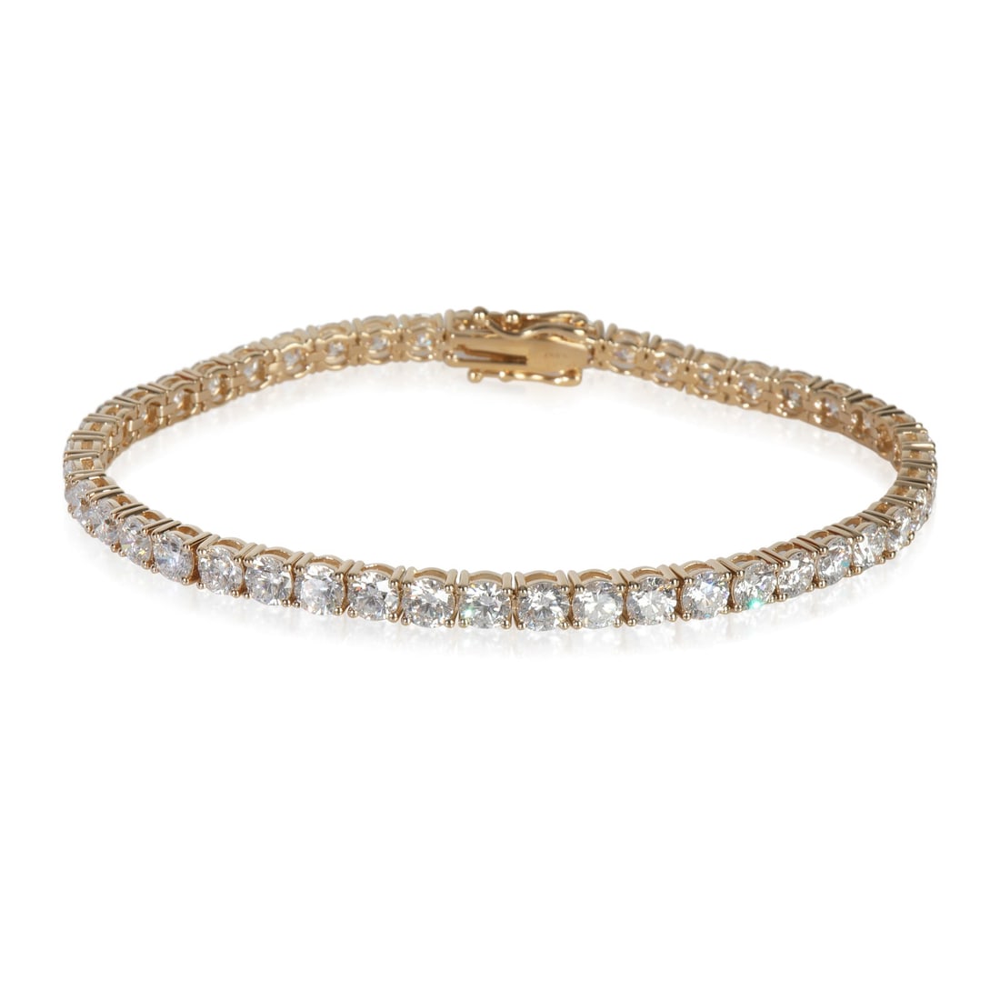 14K Yellow Gold 9.49 ctw Lab-Grown Diamond Tennis Bracelet: 14K Yellow Gold 9.49 ctw Lab-Grown Diamond Tennis Bracelet This exquisite 9.49 ctw Yellow Gold Lab-Grown Diamond Bracelet features a stunning array of round brilliant cut diamonds set in a luxurious y