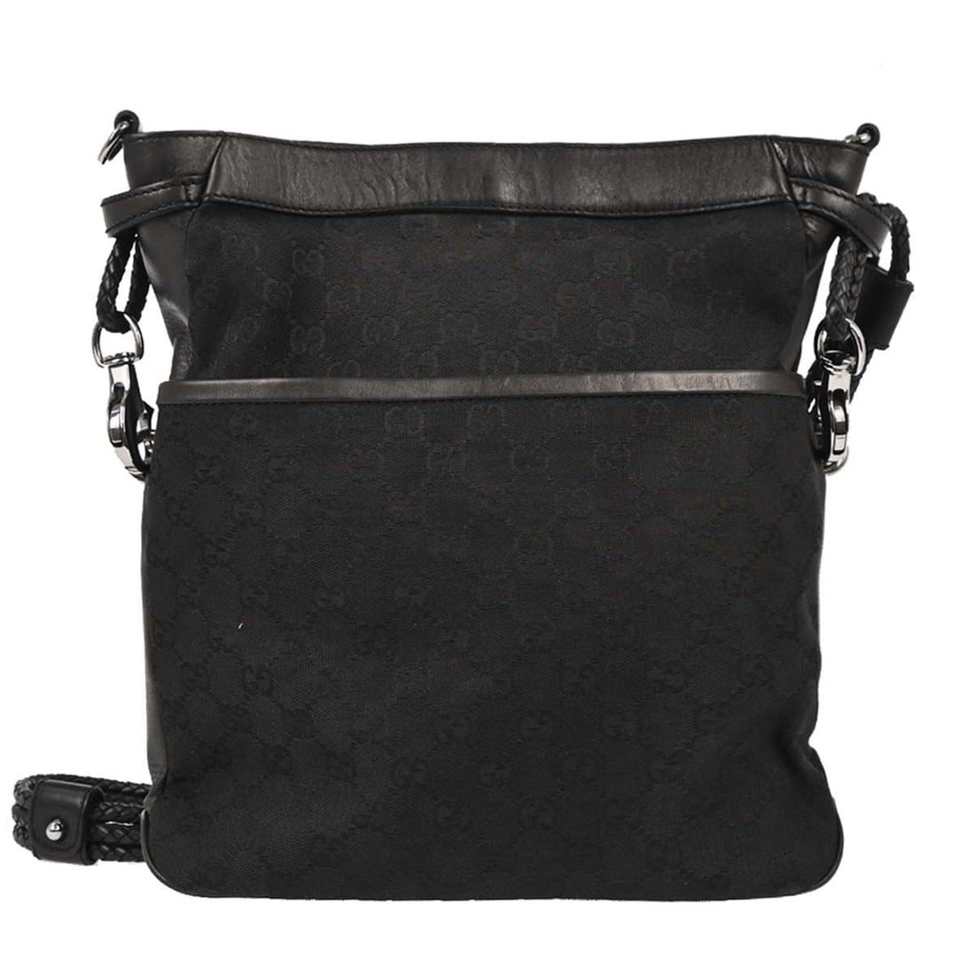 Gucci Black GG Canvas Leather Shoulder Bag 109097 2123 Made in Italy: Gucci Black GG Canvas Leather Shoulder Bag 109097 2123 Made in Italy This exquisite Gucci Black GG Shoulder Bag is a stylish accessory that showcases the iconic Gucci GG pattern. Crafted in Italy, thi