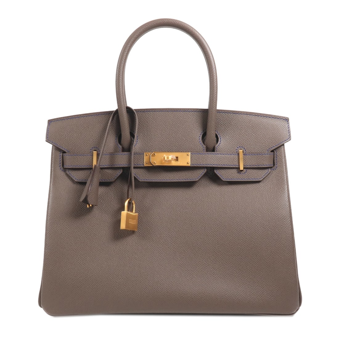 HERMES Birkin 30 Handbag Epsom Leather Gray GHW: HERMES Birkin 30 Handbag Epsom Leather Gray GHW This exquisite HERMES Birkin 30 Handbag is crafted from premium Epsom leather, showcasing a stunning Etain gray color. The bag features a sophisticated