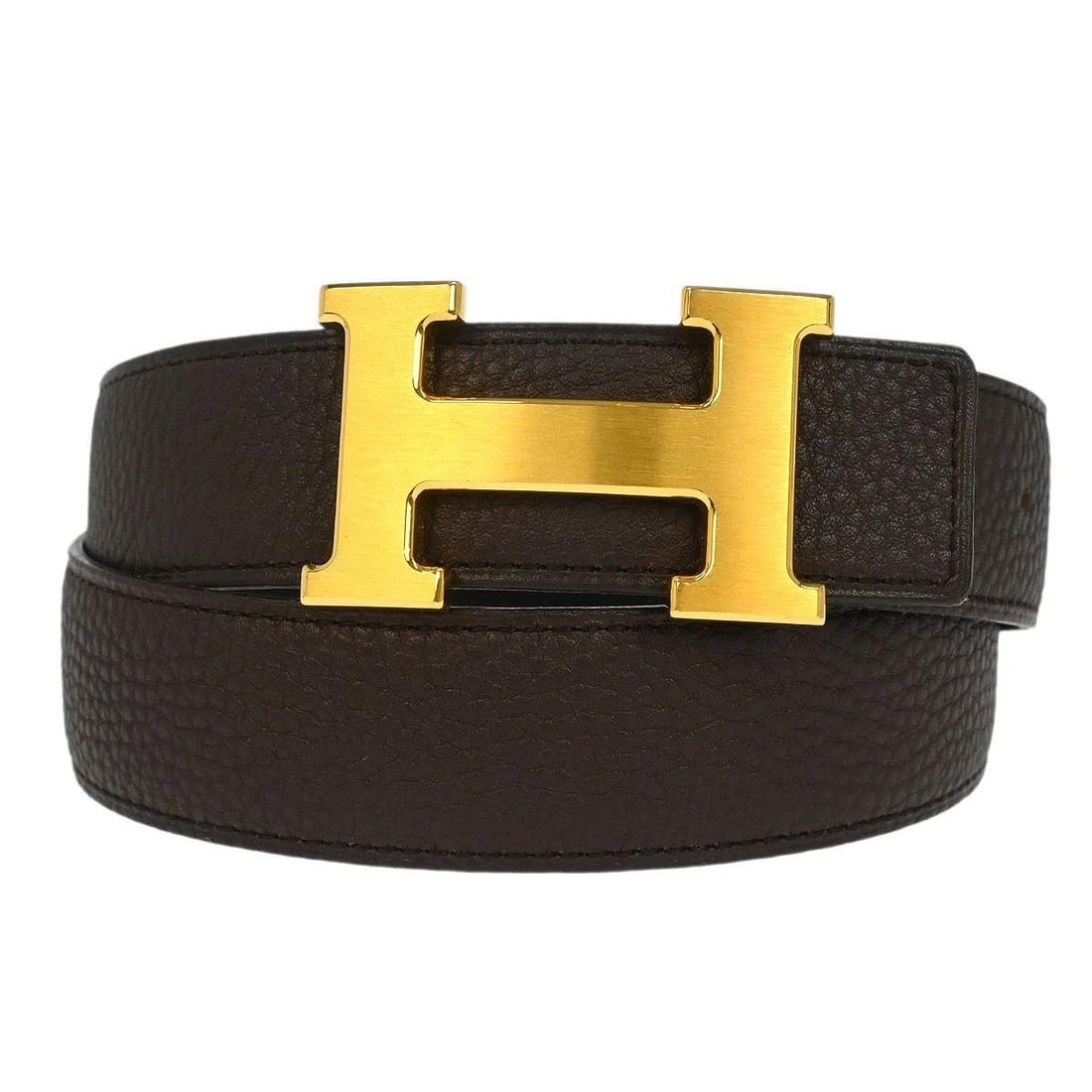 Hermes Constance Togo Leather Reversible Waist Belt Size 80 Black Brown (1 of 7)