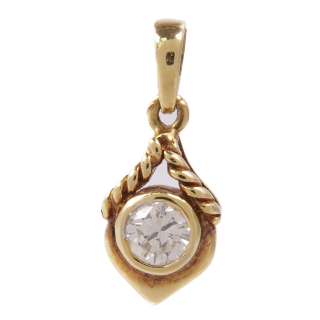 Diamond Pendant Top in 18K Yellow Gold by JEWELRY: Diamond Pendant Top in 18K Yellow Gold by JEWELRY This exquisite pendant top showcases a stunning diamond set in luxurious 18K yellow gold. The piece is crafted with precision, highlighting the brilli