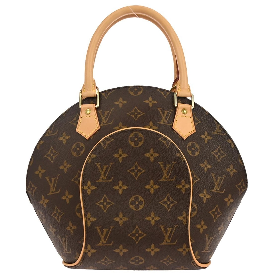 Ellipse PM Top Handle Small Bag by Louis Vuitton Monogram Canvas M51127: Ellipse PM Top Handle Small Bag by Louis Vuitton Monogram Canvas M51127 This Louis Vuitton Ellipse PM handbag features the iconic monogram canvas design, complemented by beige double handles and gold-