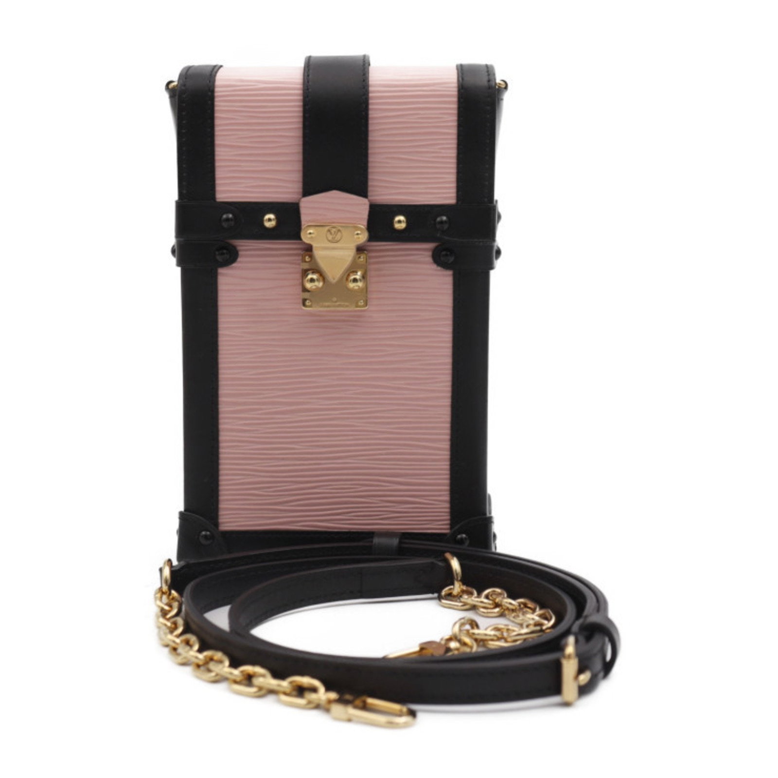 Louis Vuitton Pochette Trunk Pink Leather Bag 18cm: Louis Vuitton Pochette Trunk Pink Leather Bag 18cm This Louis Vuitton Pochette Trunk is crafted from pink leather and features a compact, structured silhouette. Designed for women, it showcases signat