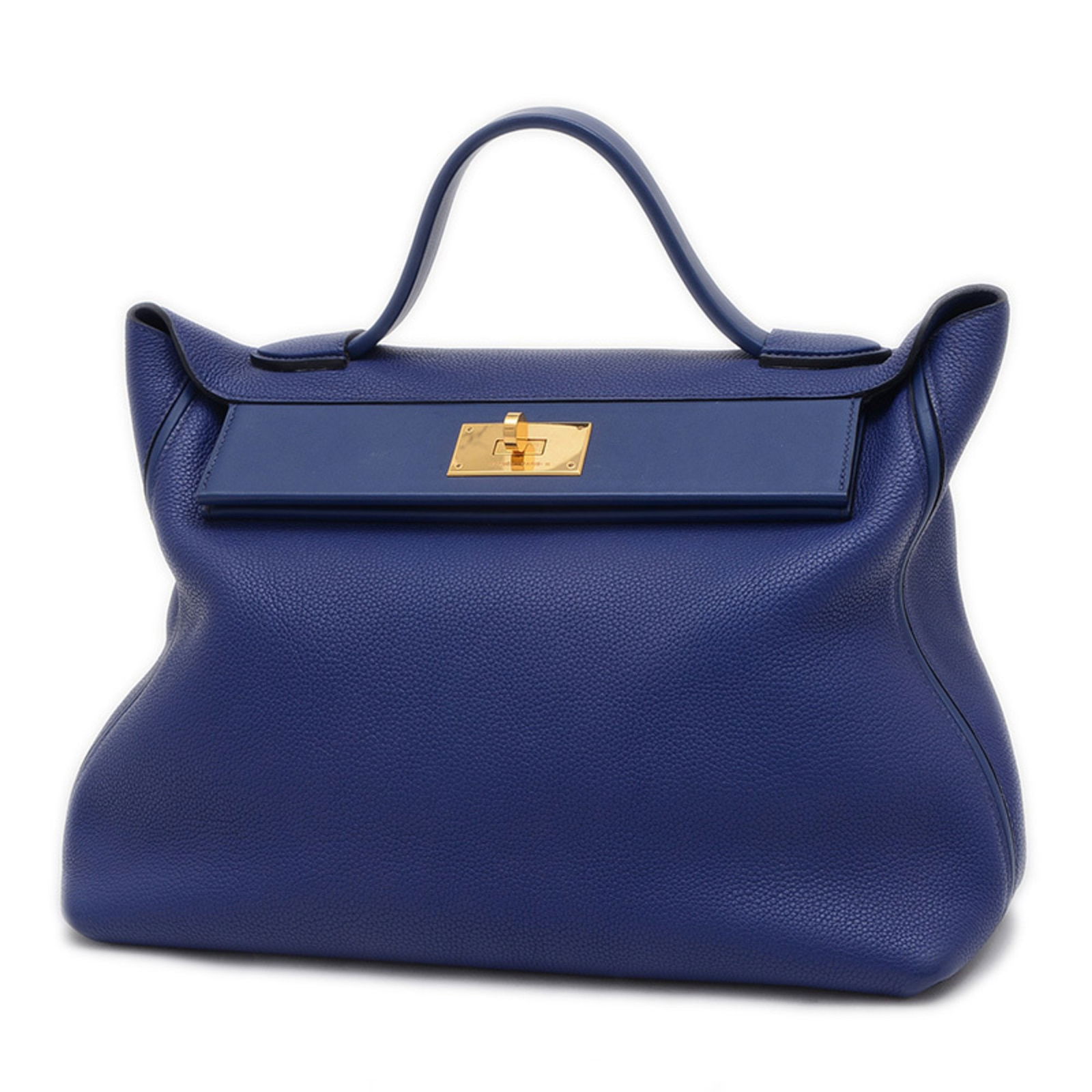 Blue Leather Women's Bag by Hermes 25cm: Blue Leather Women's Bag by Hermes 25cm This Hermes handbag for women is crafted from blue leather and features a spacious design. Made in France, it measures 25cm x 35cm x 16.5cm (9.84'' x 13.77'' x