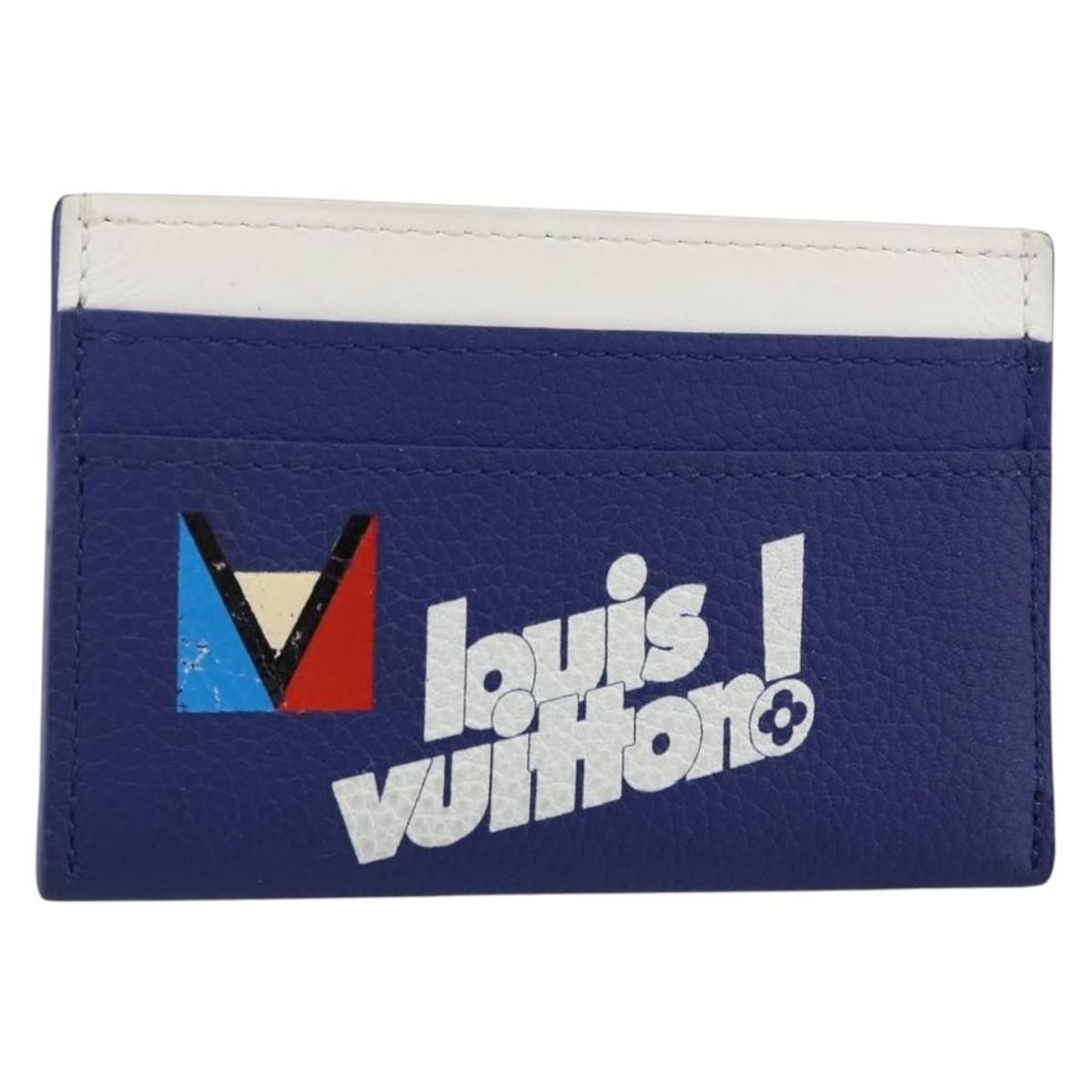 Authentic LOUIS VUITTON M80844 Blue Leather Card Case: Authentic LOUIS VUITTON M80844 Blue Leather Card Case Elevate your accessory collection with the LOUIS VUITTON Everyday LV Porte Cartes Double Card Case in a striking blue hue. Crafted from premium le