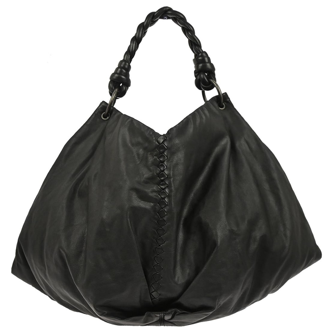 Bottega Veneta Aquilone Black Leather Intrecciato Large Top Handle Bag 240042 (1 of 10)